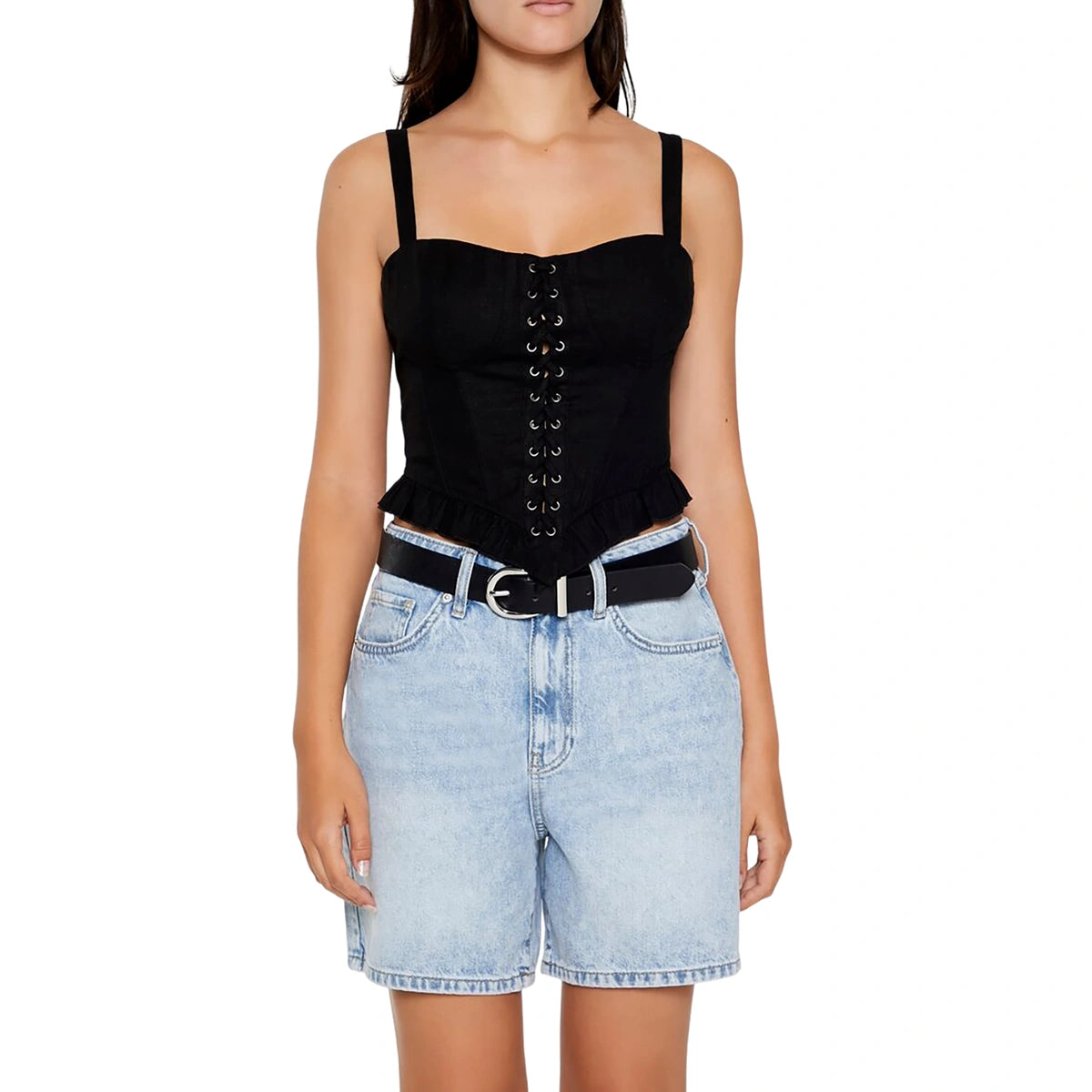 فوريفر 21 - تيشيرت بدون أكمام بأربطة - يُباع بواسطة اف اي جي