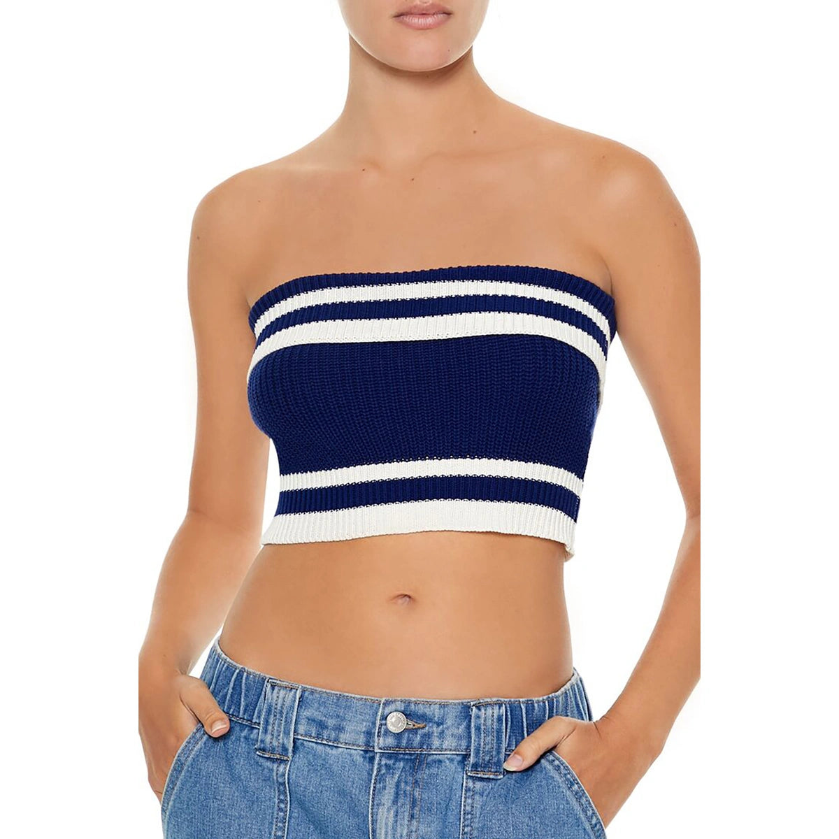 فوريفر 21 - سترة علوية مخططة منسوجة - تم بيعها بواسطة اف اي جي