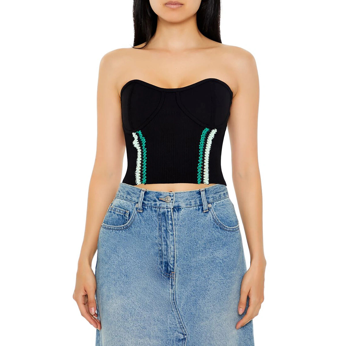 فوريفر 21 - سترة علوية منسوجة ومطرزة - تم بيعها بواسطة اف اي جي