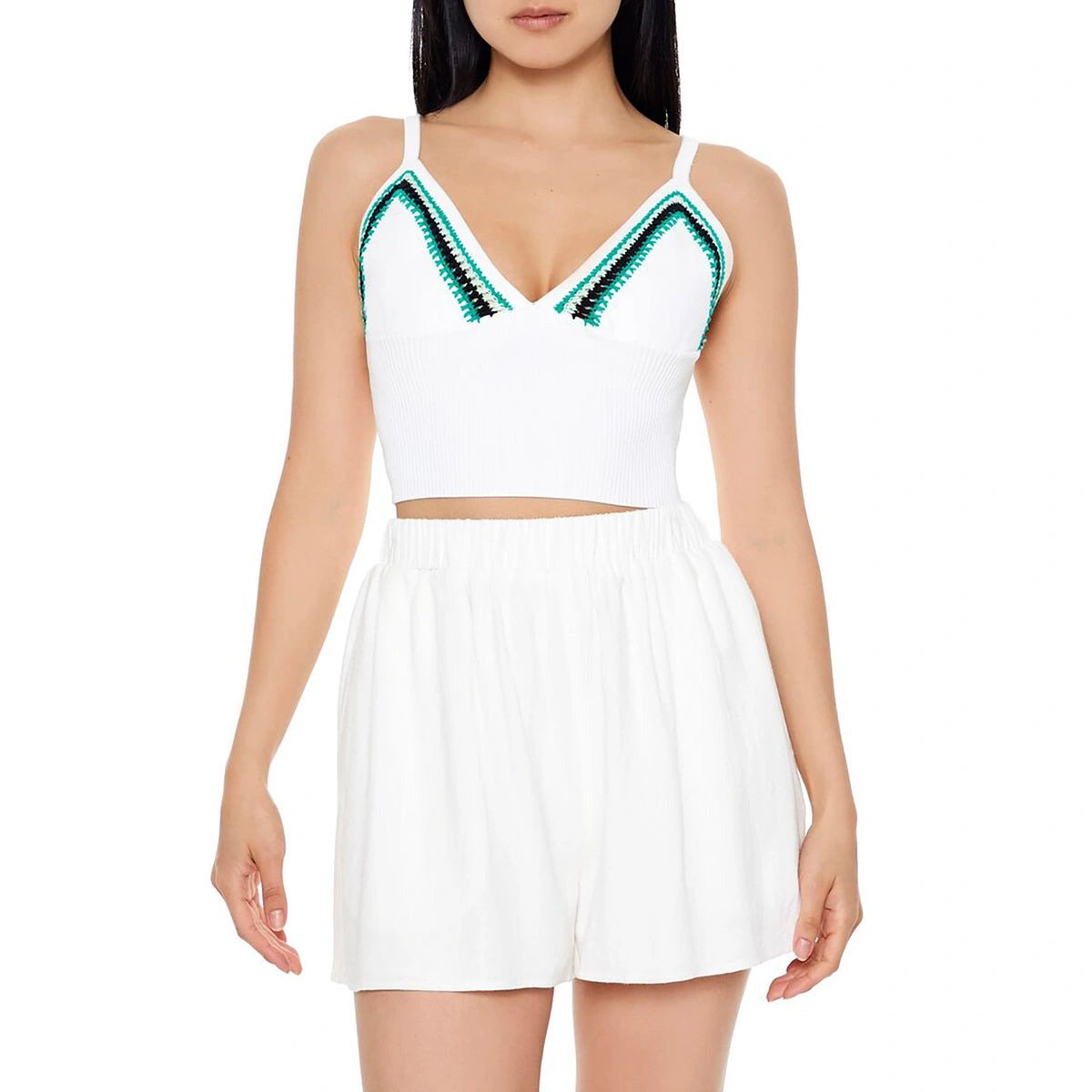 فوريفر 21 - سترة قصيرة مطرزة ومتماسكة - تم بيعها بواسطة اف اي جي