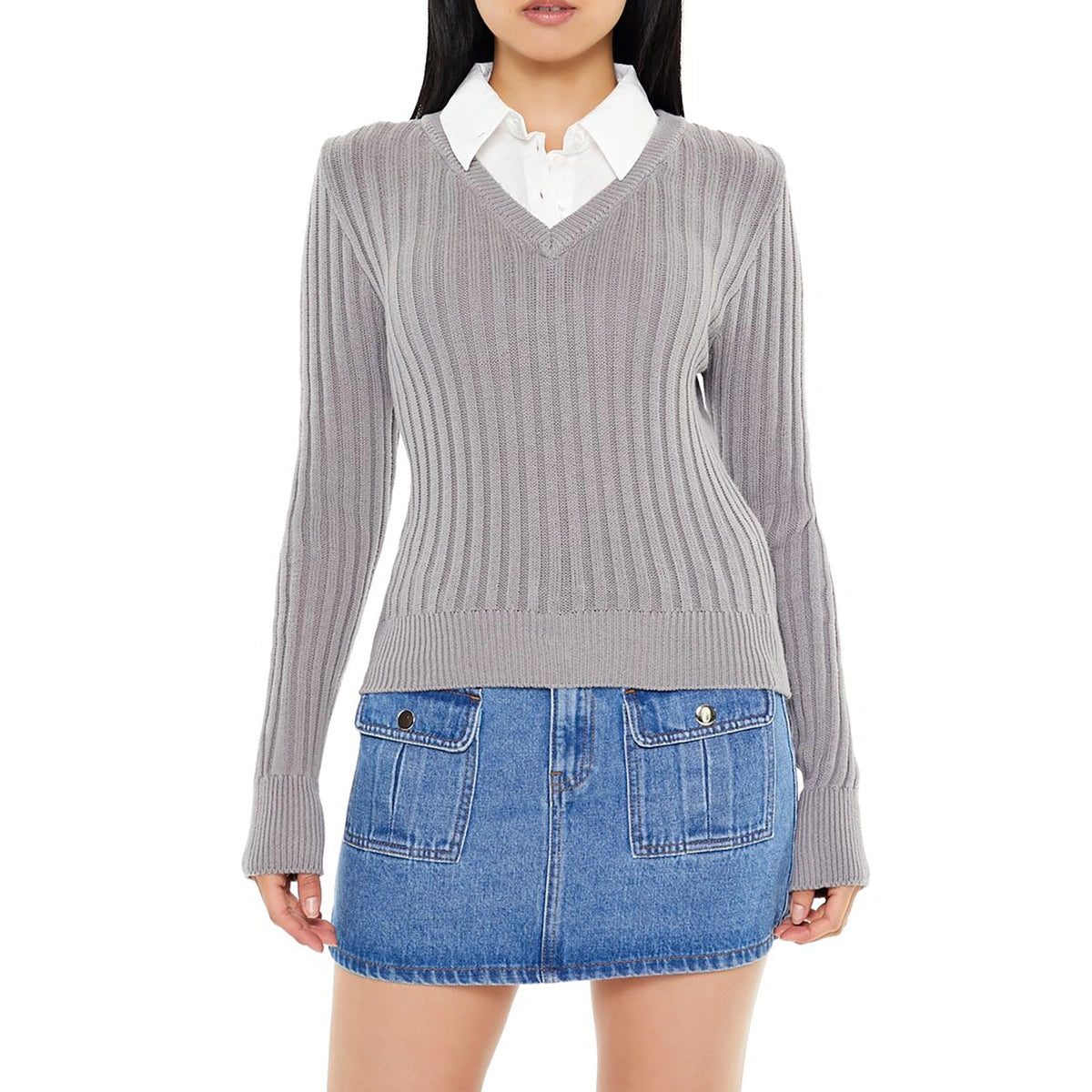 فوريفر 21 - سترة كومبو مضلعة - تم بيعها بواسطة اف اي جي