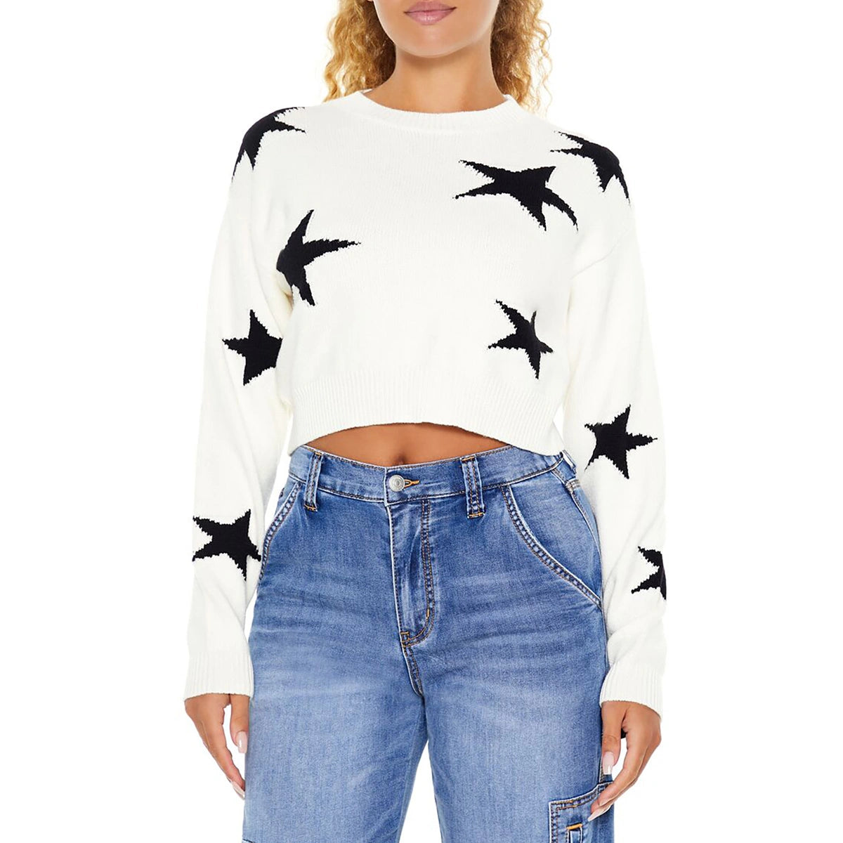 فوريفر 21 - سترة قصيرة بطبعة نجوم - تم بيعها بواسطة اف اي جي