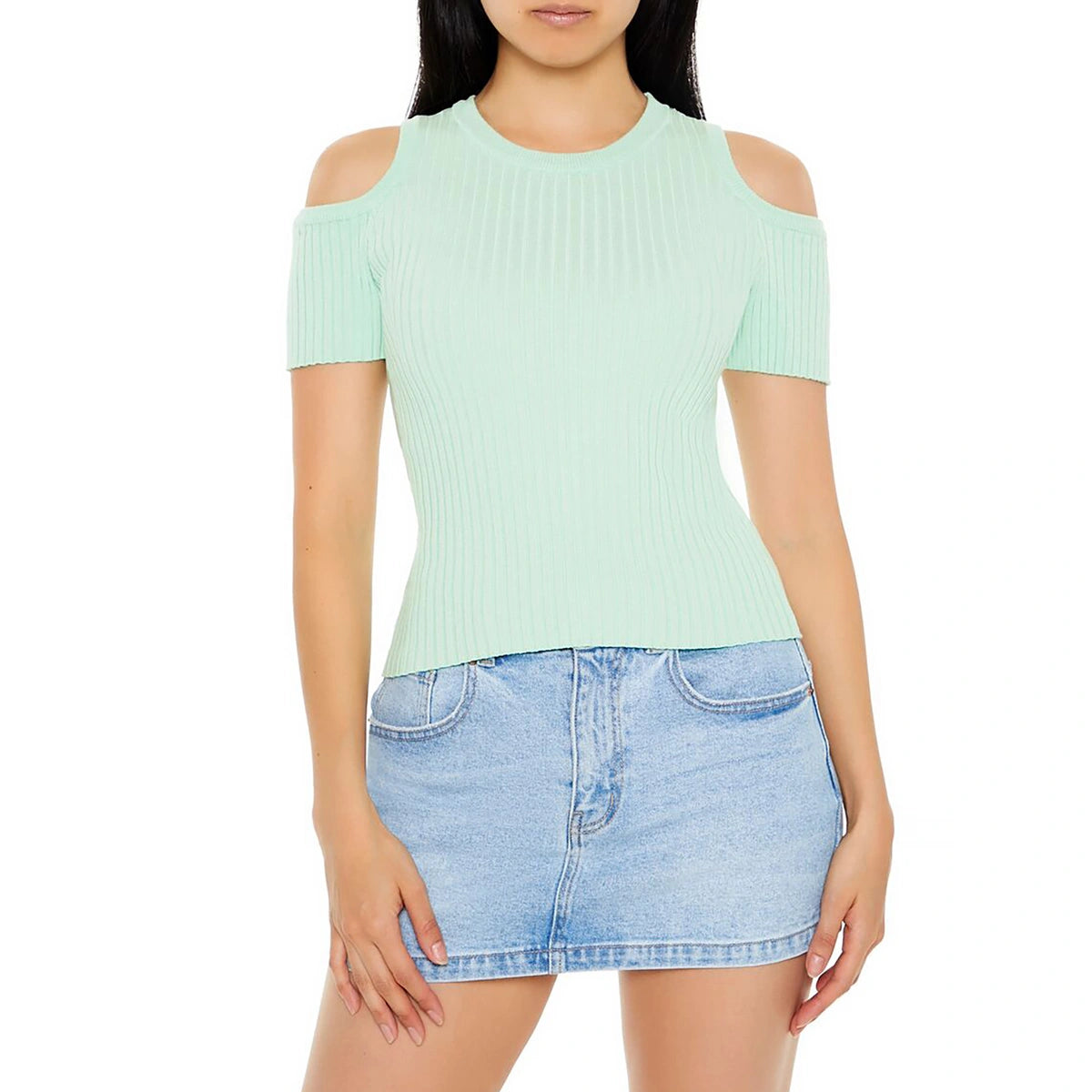 فوريفر 21 - سترة متماسكة مفتوحة الكتف - تم بيعها بواسطة اف اي جي