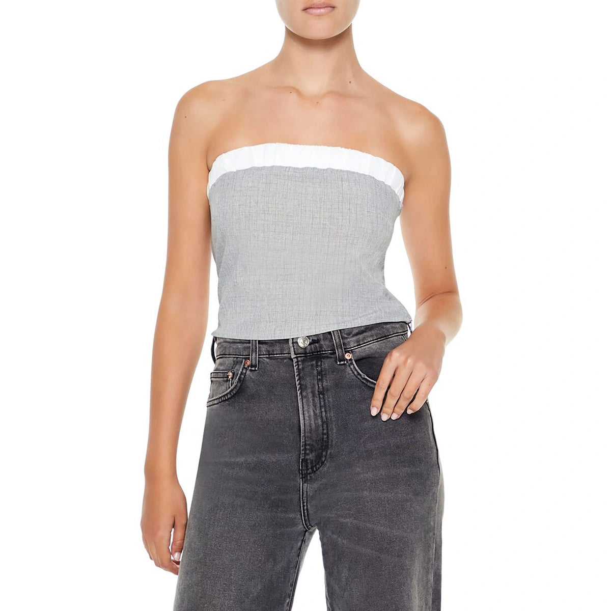 فوريفر 21 - توب قصير أنبوبي بلونين - يُباع بواسطة اف اي جي