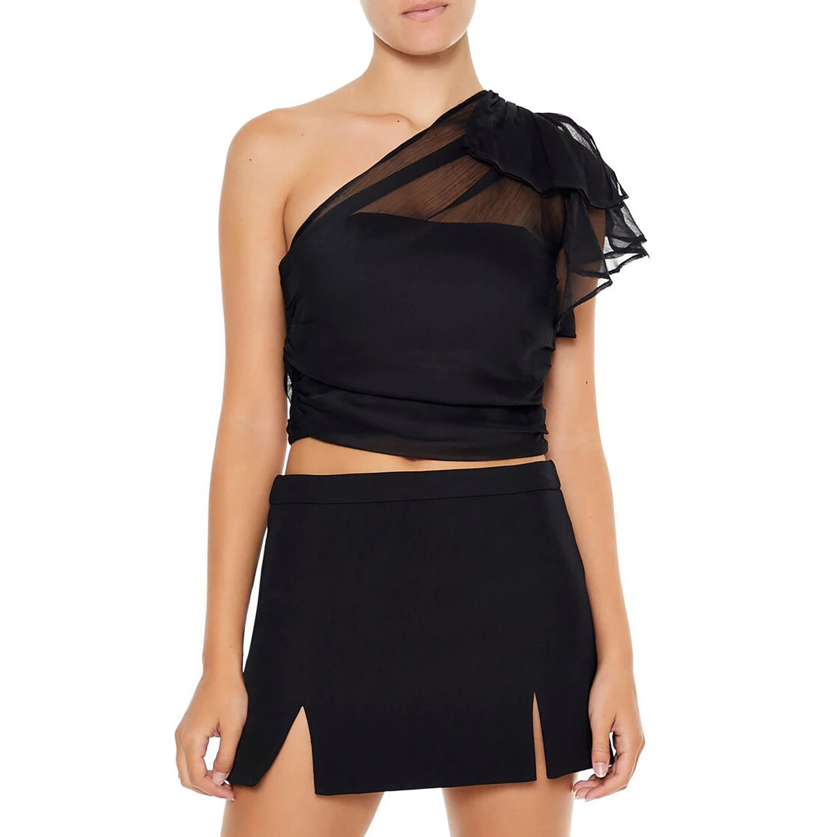 فوريفر 21 - بلوزة قصيرة بكتف واحد من Illusion - تم بيعها بواسطة اف اي جي