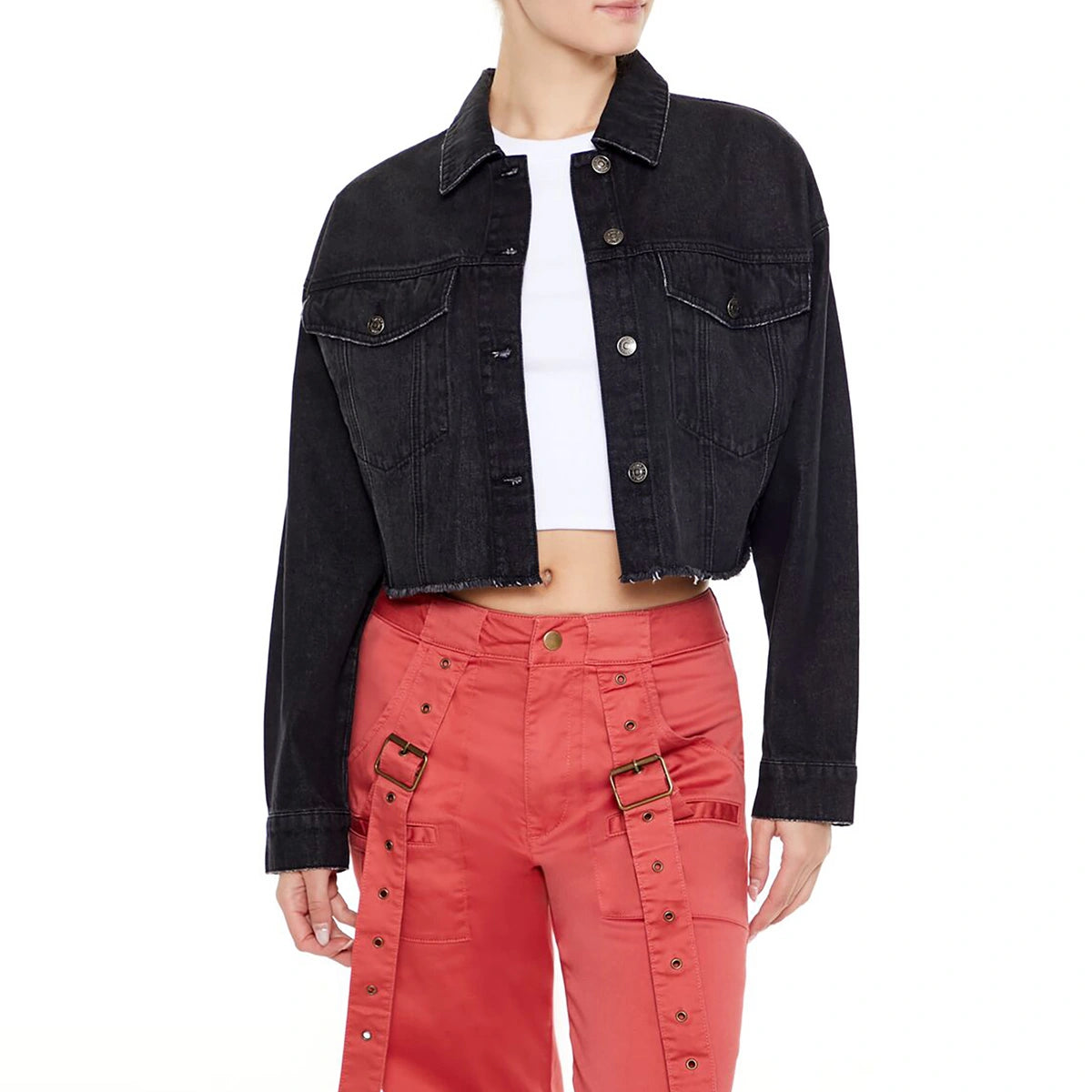 فوريفر 21 - سترة سائق الشاحنة من الدنيم المتآكل - تُباع بواسطة اف اي جي