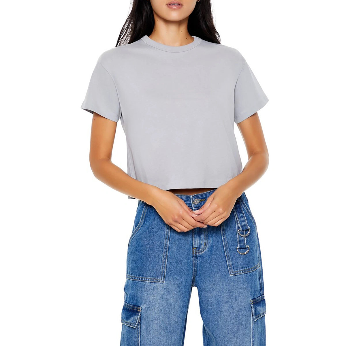 فوريفر 21 - تي شيرت قطني مربع الشكل - يُباع بواسطة اف اي جي