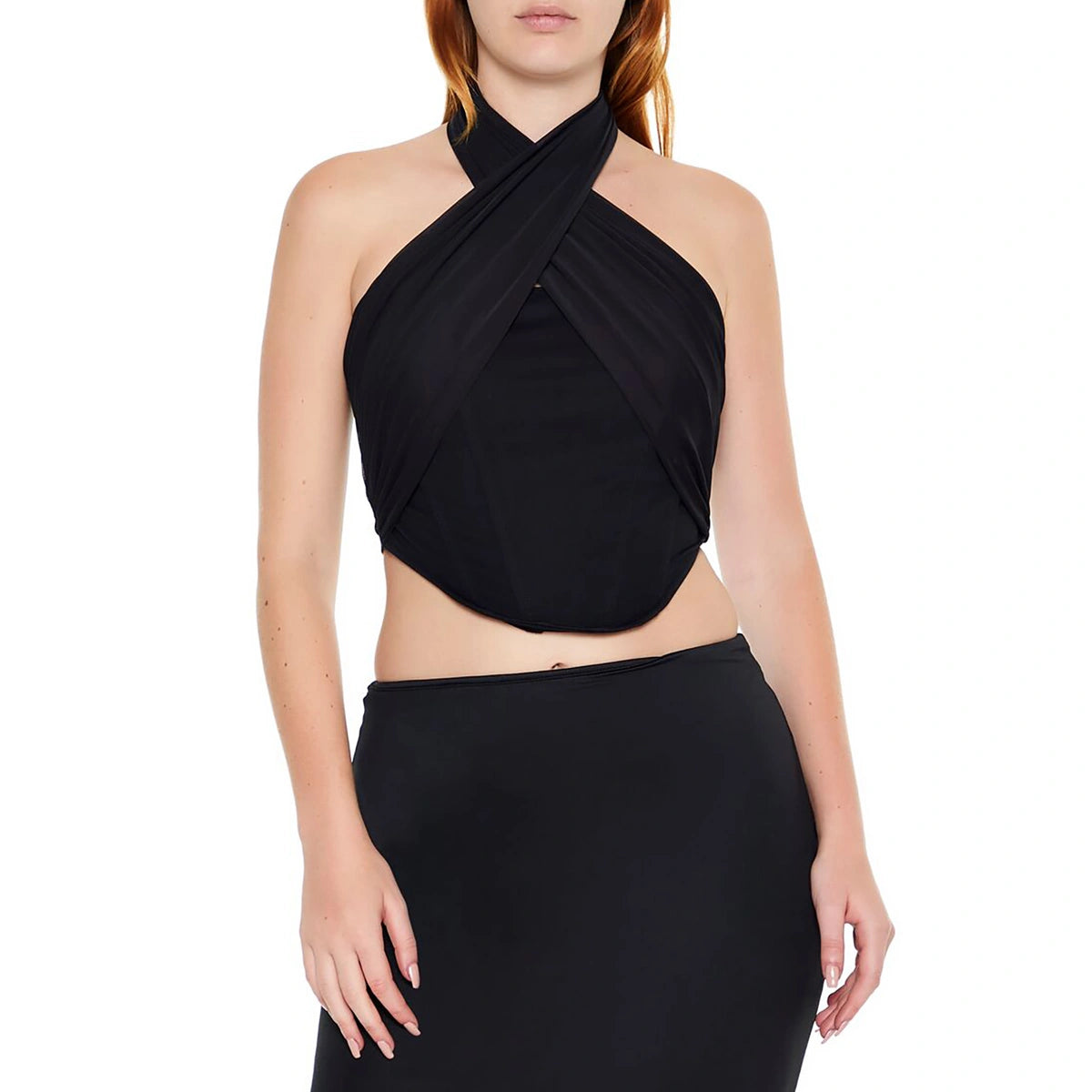 فوريفر 21 - بلوزة قصيرة متقاطعة - تم بيعها بواسطة اف اي جي