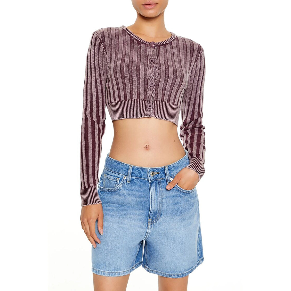 فوريفر 21 - سترة صوفية قصيرة مضلعة - تم بيعها بواسطة اف اي جي