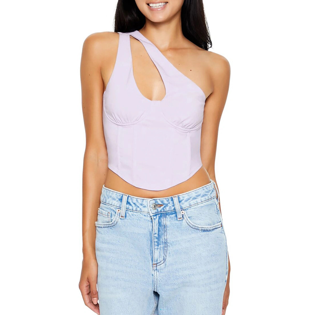 فوريفر 21 - بلوزة قصيرة بكتف واحد - تم بيعها بواسطة اف اي جي