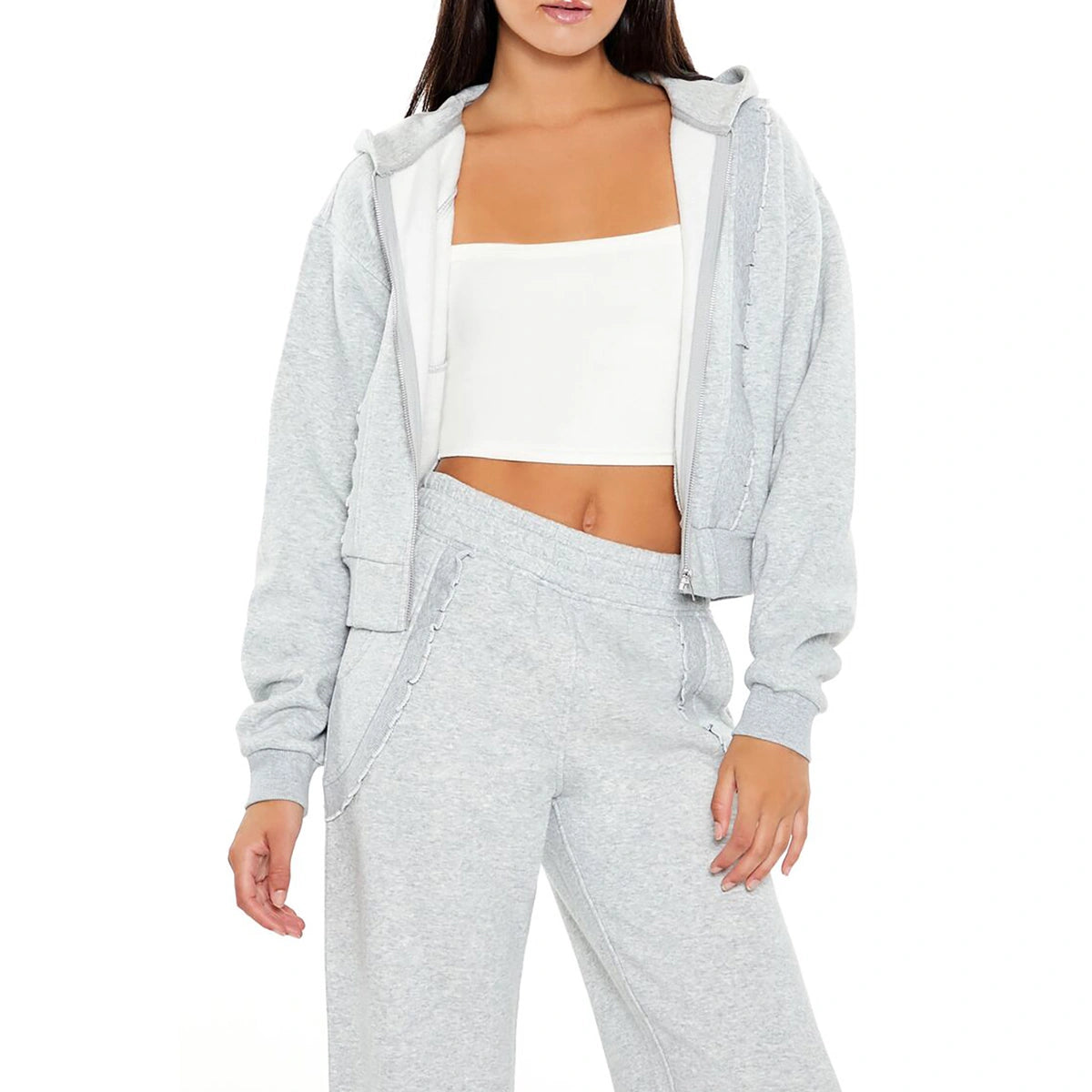 فوريفر 21 - هوديي بسحاب على حافة الخس - يُباع بواسطة اف اي جي