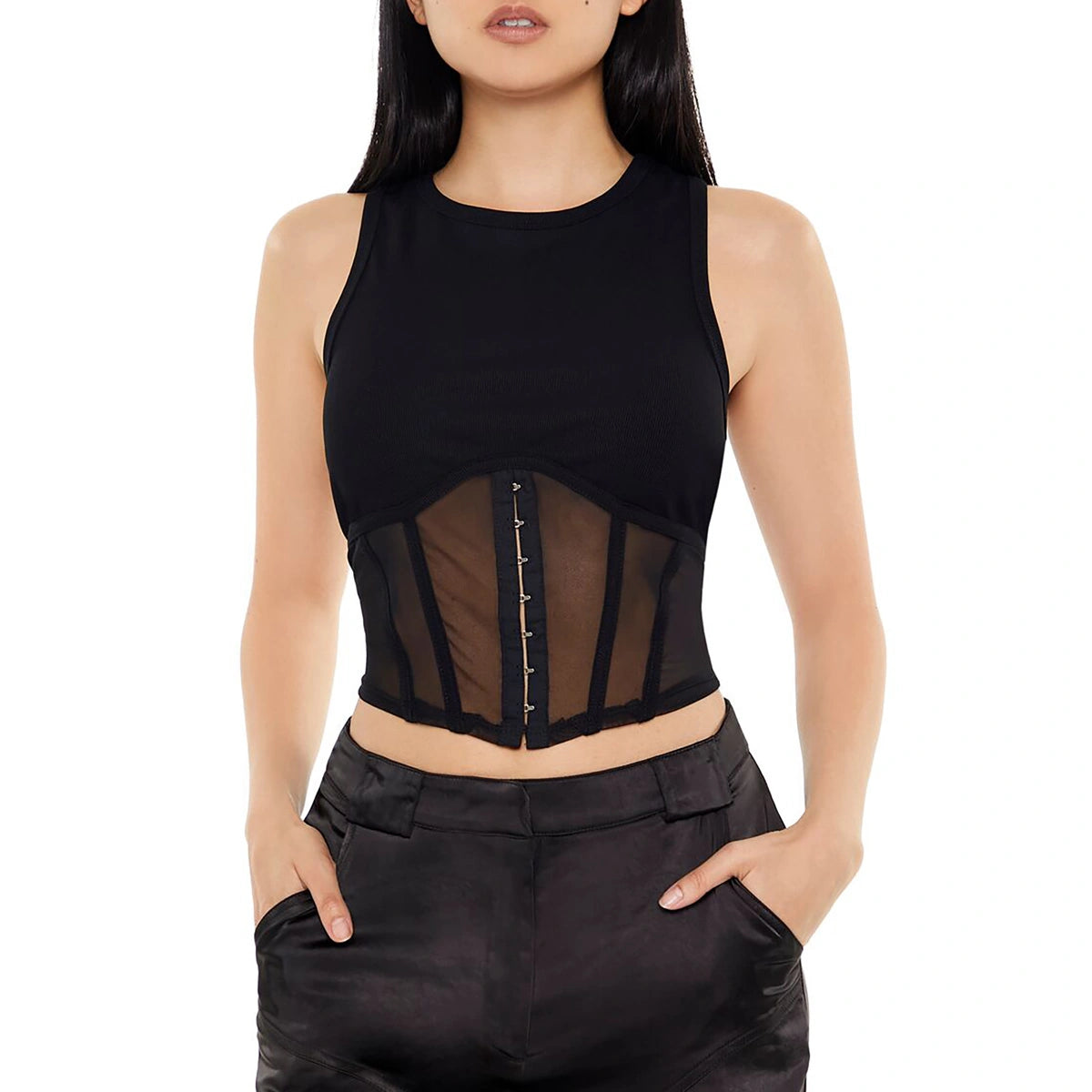 فوريفر 21 - قميص كورسيه Racerback بدون أكمام - تم بيعه بواسطة اف اي جي