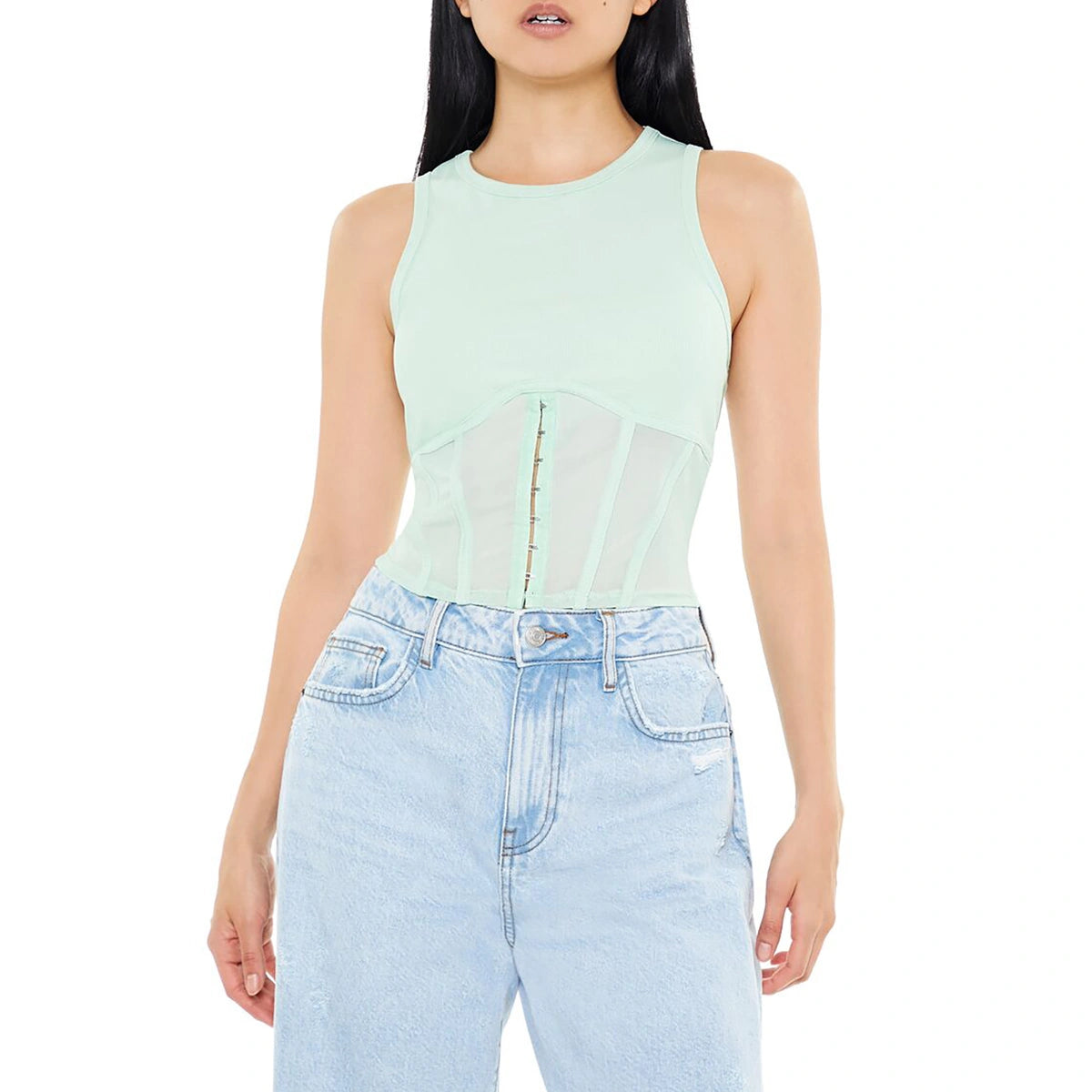 فوريفر 21 - قميص كورسيه Racerback بدون أكمام - تم بيعه بواسطة اف اي جي