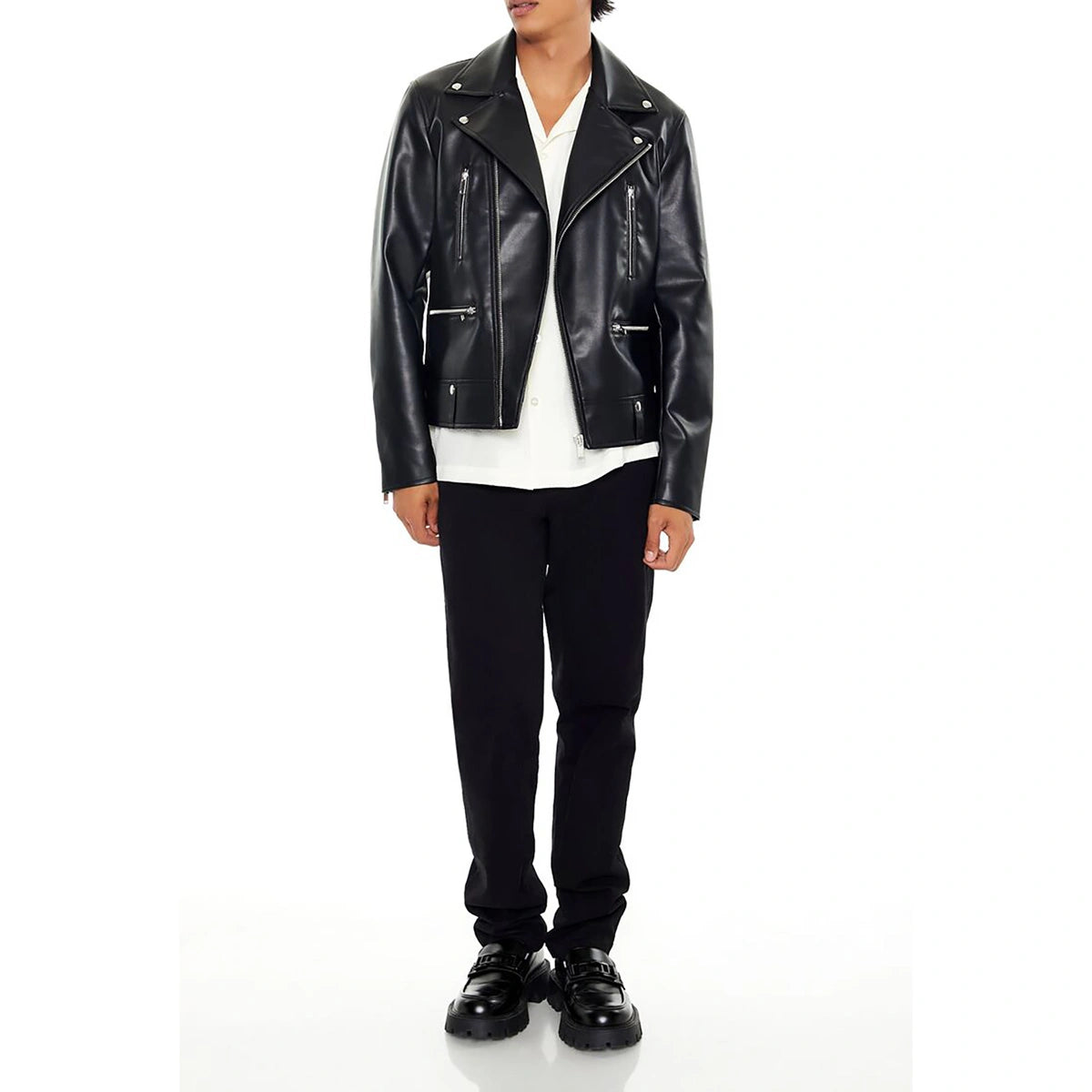 فوريفر 21 - سترة موتو من الجلد الصناعي - تُباع بواسطة اف اي جي