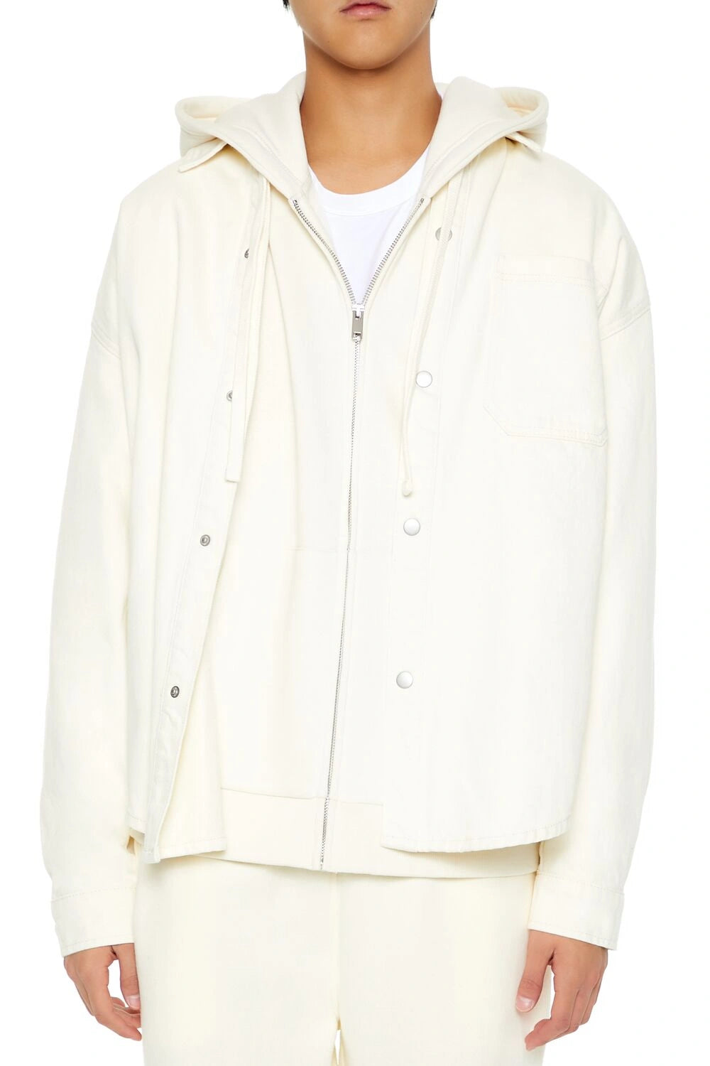 فوريفر 21-قميص قطني ذو حافة منحنية-للرجال