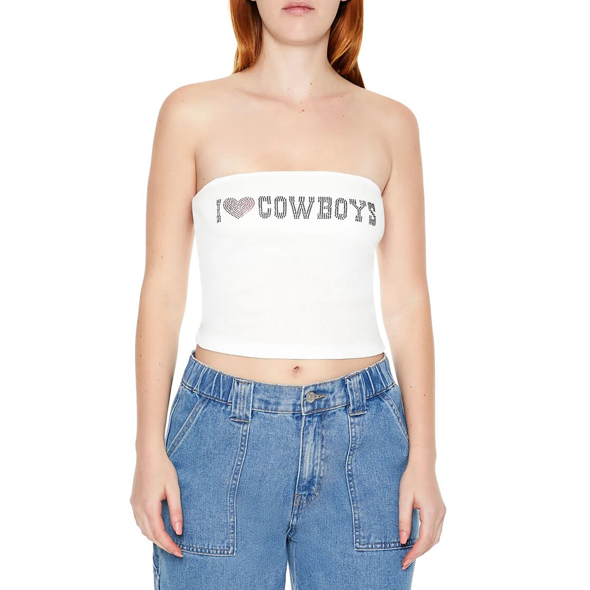 فوريفر 21 - بلوزة I Heart Cowboys Graphic Tube - تم بيعها بواسطة اف اي جي