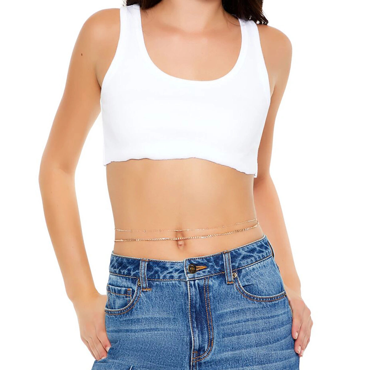 فوريفر 21 - سلسلة بطن مطرزة بطبقات - تباع بواسطة اف اي جي