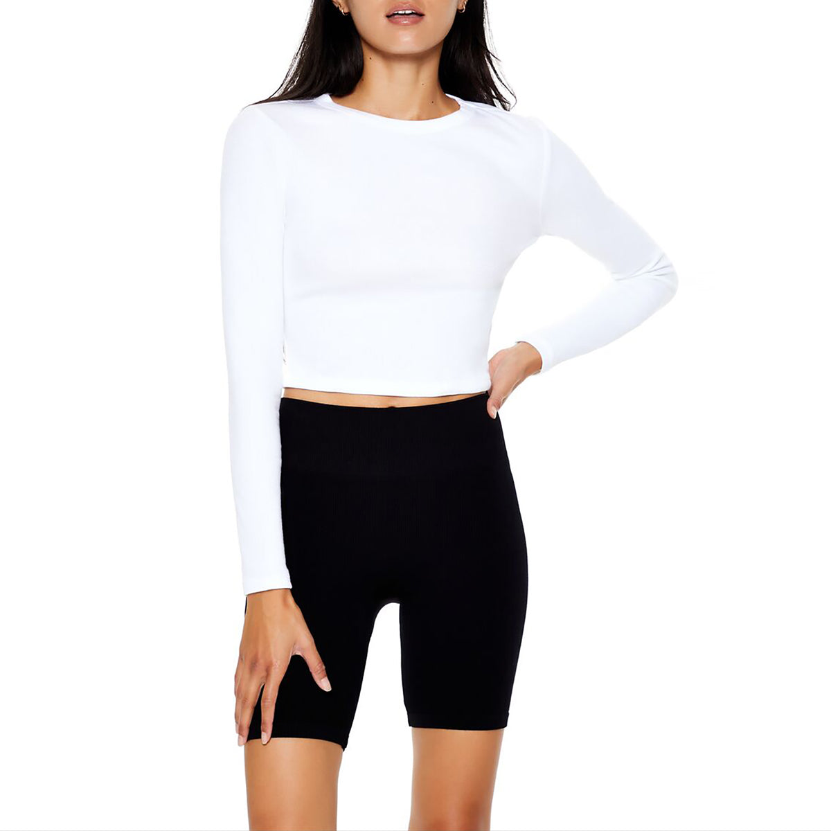 فوريفر 21 - بلوزة قصيرة من مزيج القطن للنساء - يباع بواسطة اف اى جى