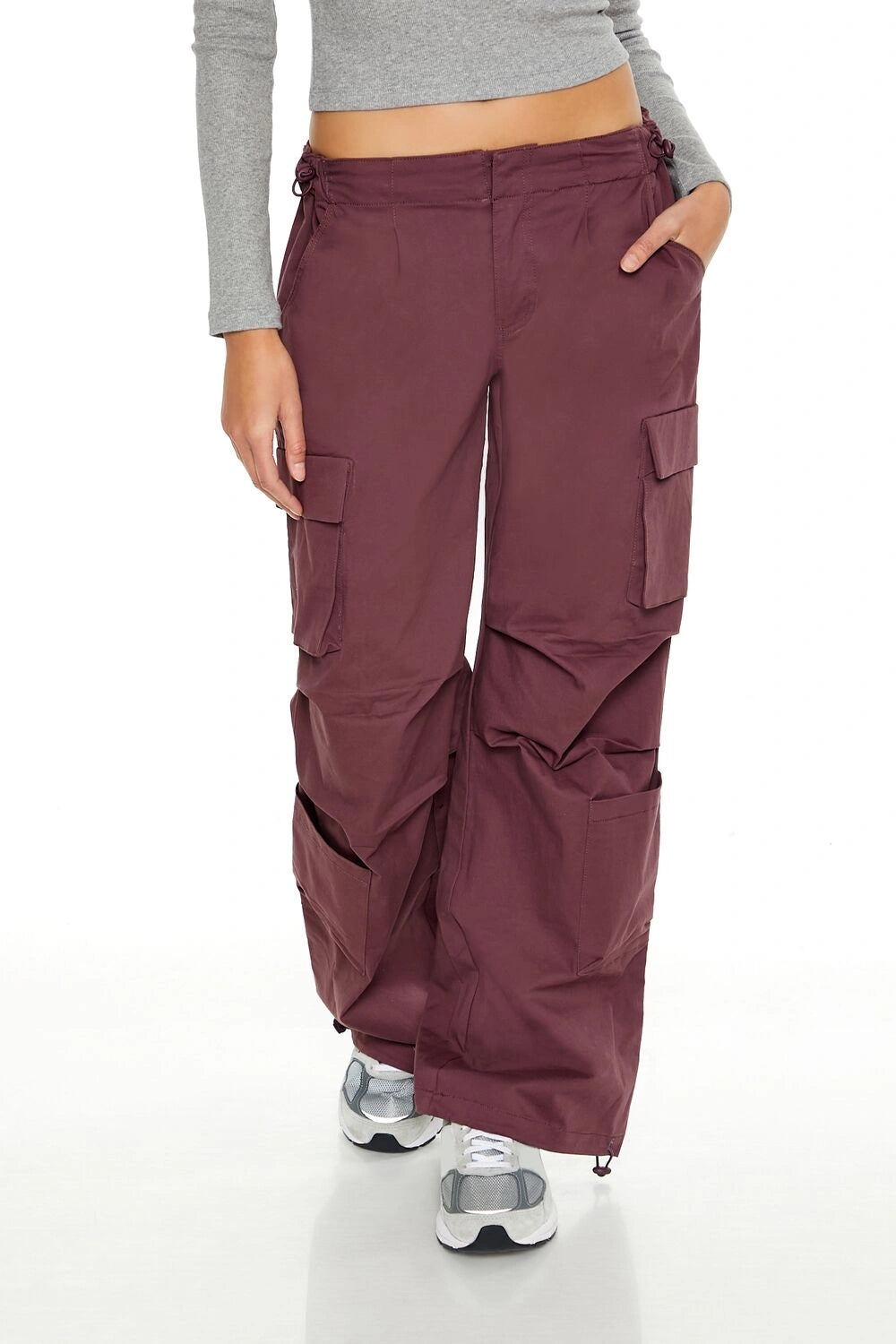 فوريفر 21-بنطال رياضي منخفض الارتفاع برباط سحب-للنساء