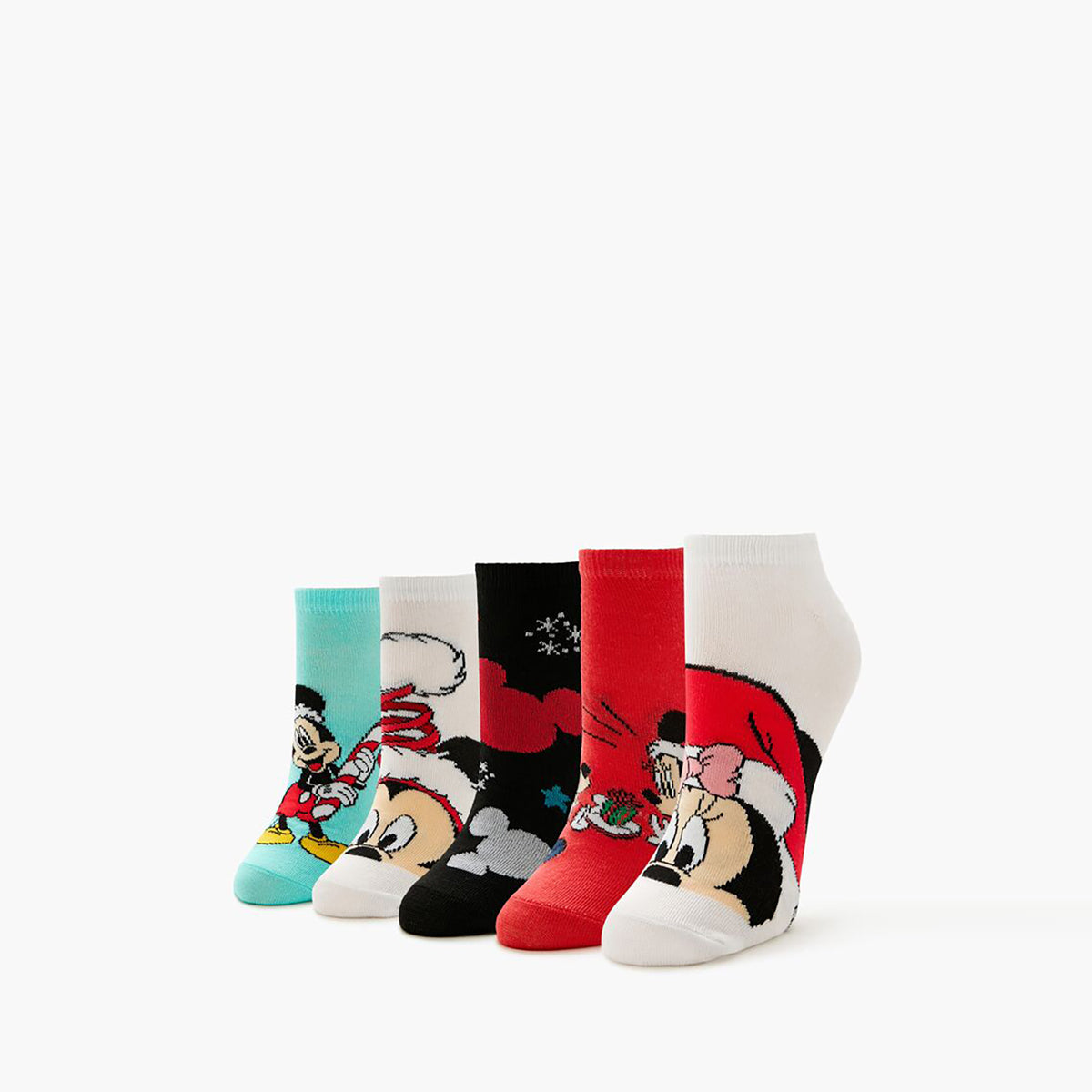 فوريفر 21 - مجموعة جوارب الكاحل ميكي وميني ماوس - عبوة من 5 قطع للنساء - يباع بواسطة اف اى جى