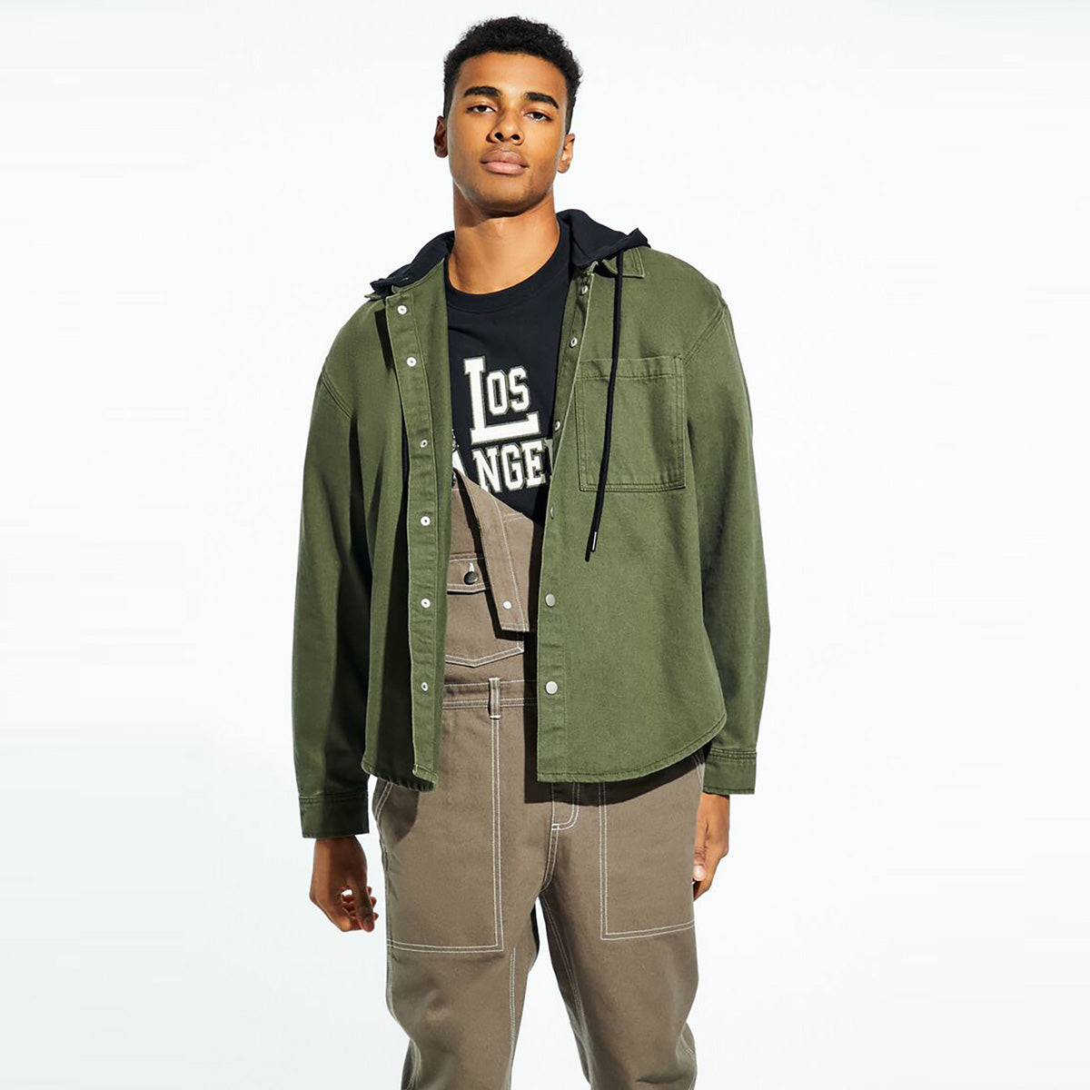 فوريفر 21 - سترة بغطاء رأس وحاشية منحنية للرجال - يباع بواسطة اف اى جى