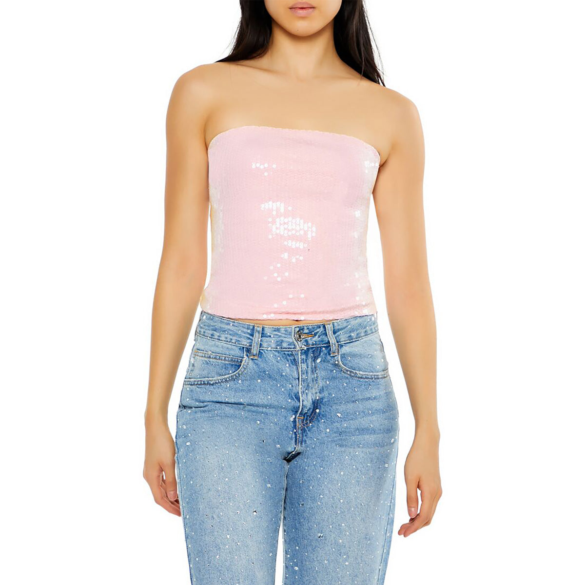 فوريفر 21 - توب قصير من الترتر للنساء - يباع بواسطة اف اى جى