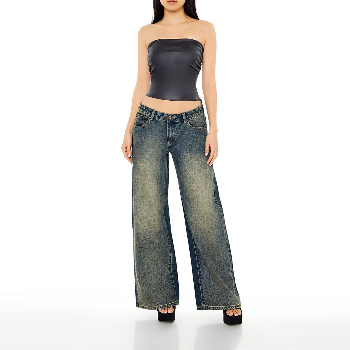 فوريفر 21 - بنطلون جينز منخفض الخصر للنساء - يباع بواسطة اف اى جى