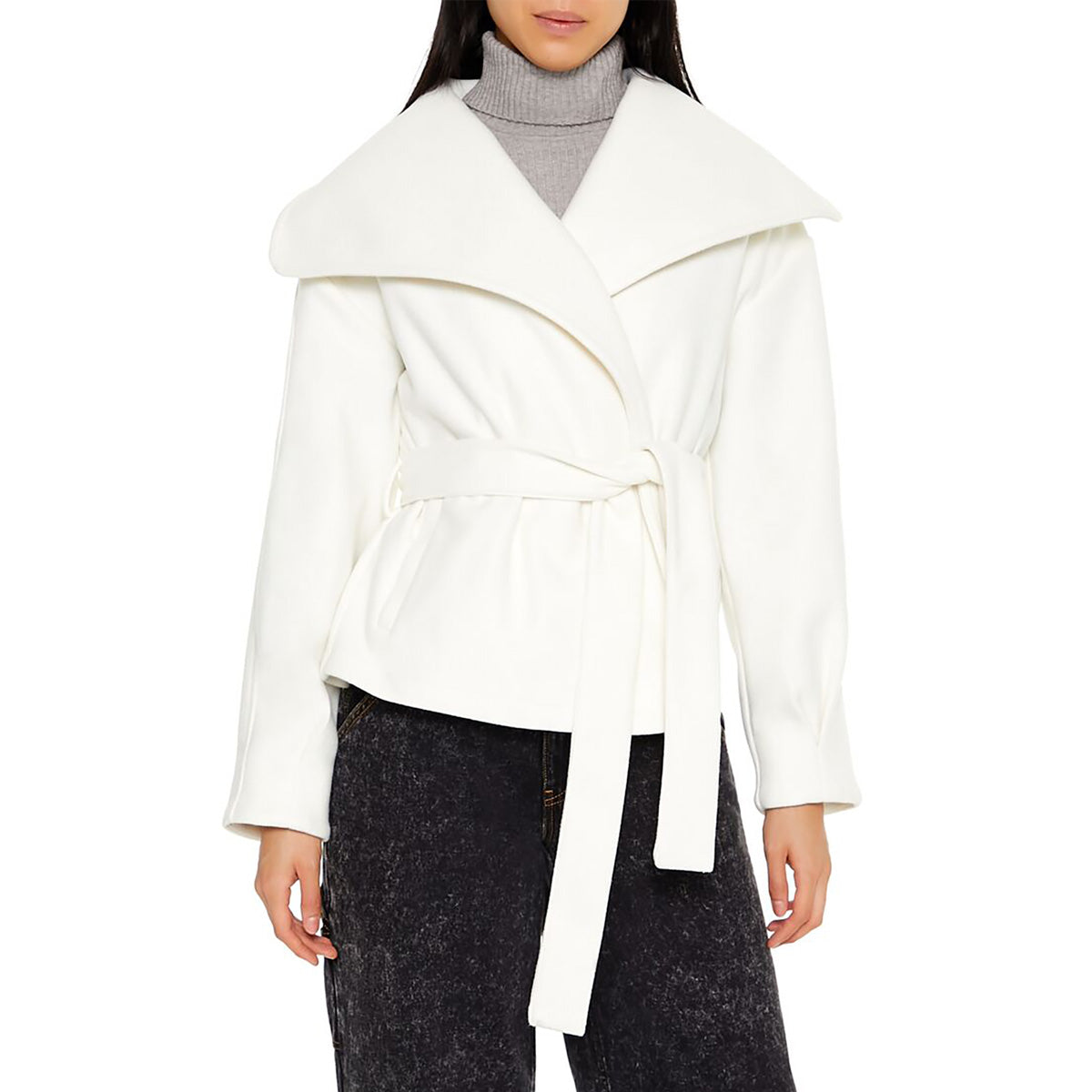 فوريفر 21 - معطف قصير مزدوج الصدر للنساء - يباع بواسطة اف اى جى