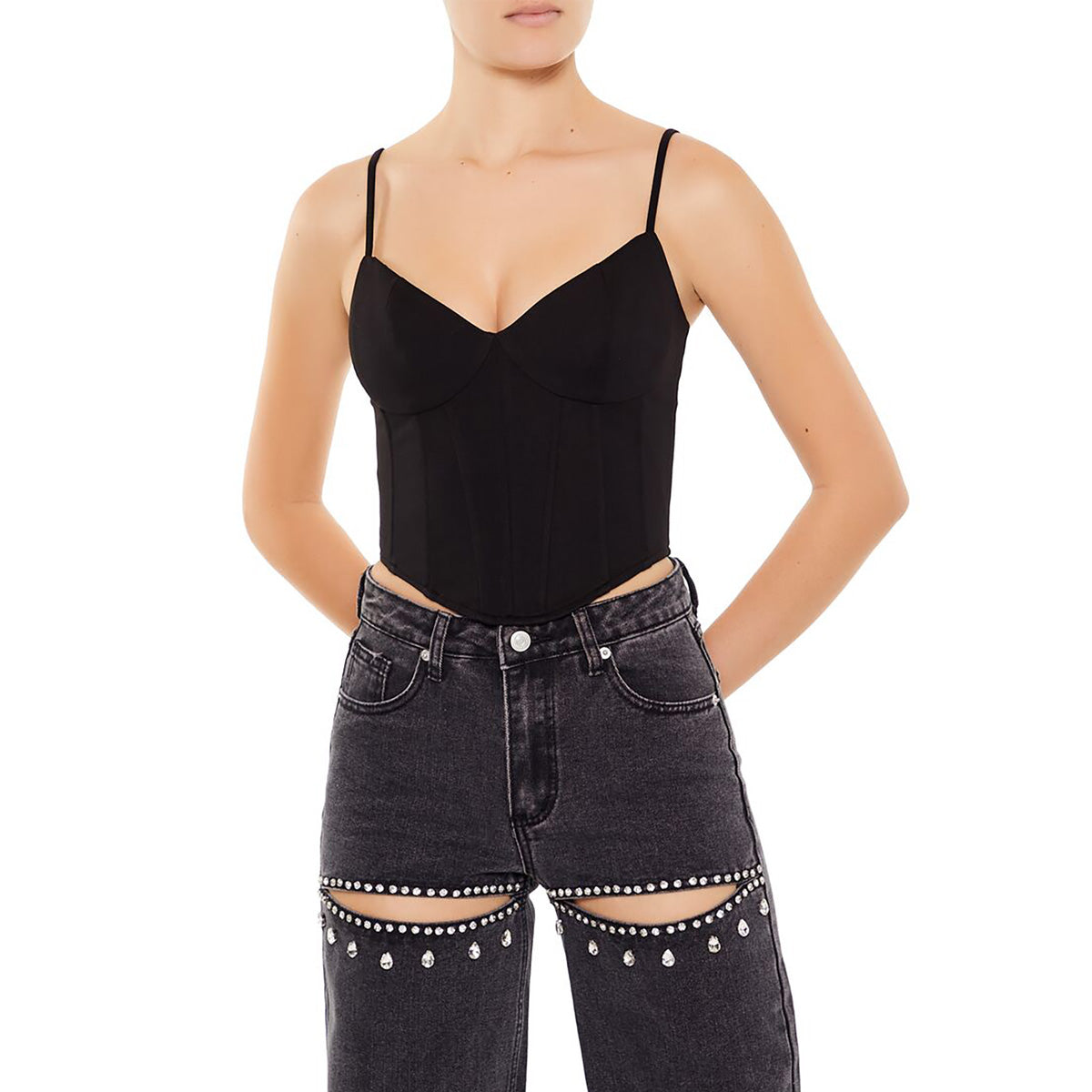 فوريفر 21 - توب قصير على شكل قلب للنساء - يباع بواسطة اف اى جى