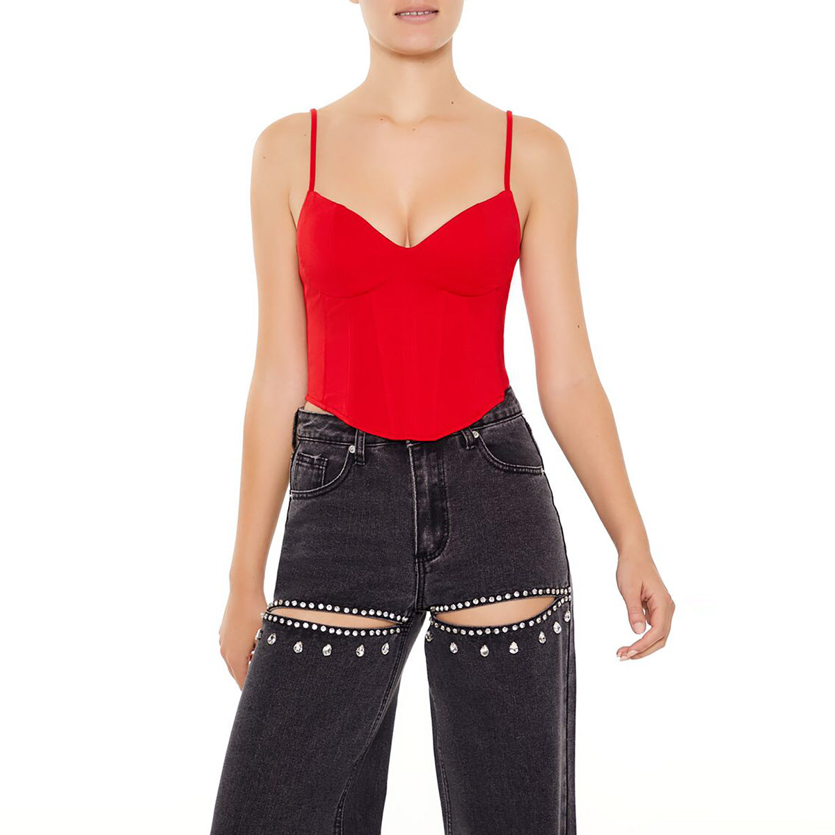 فوريفر 21 - توب قصير على شكل قلب للنساء - يباع بواسطة اف اى جى