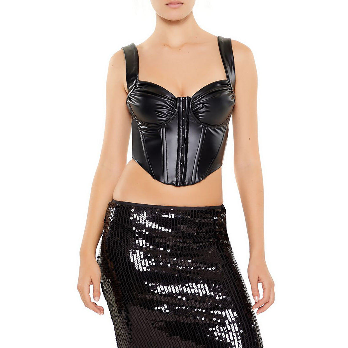 Forever21 - Faux Leather Bustier Crop Top for women - sold by FIG