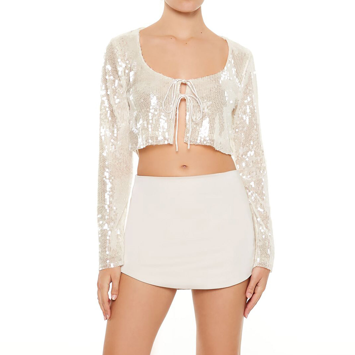 Forever21 - Sequin Open-Front Crop Top for women - sold by FIG