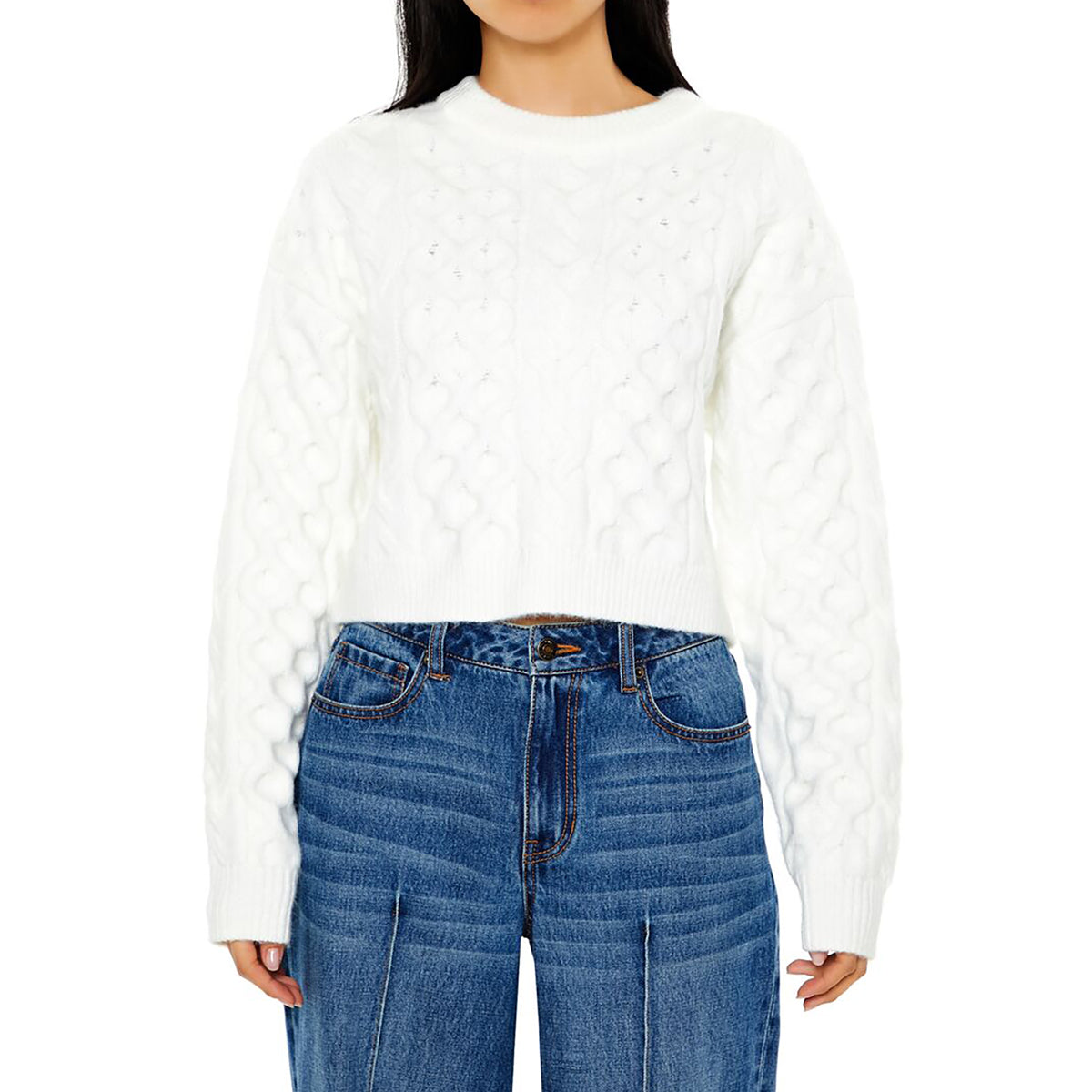 فوريفر 21 - بلوفر محبوك للنساء - يباع بواسطة اف اى جى