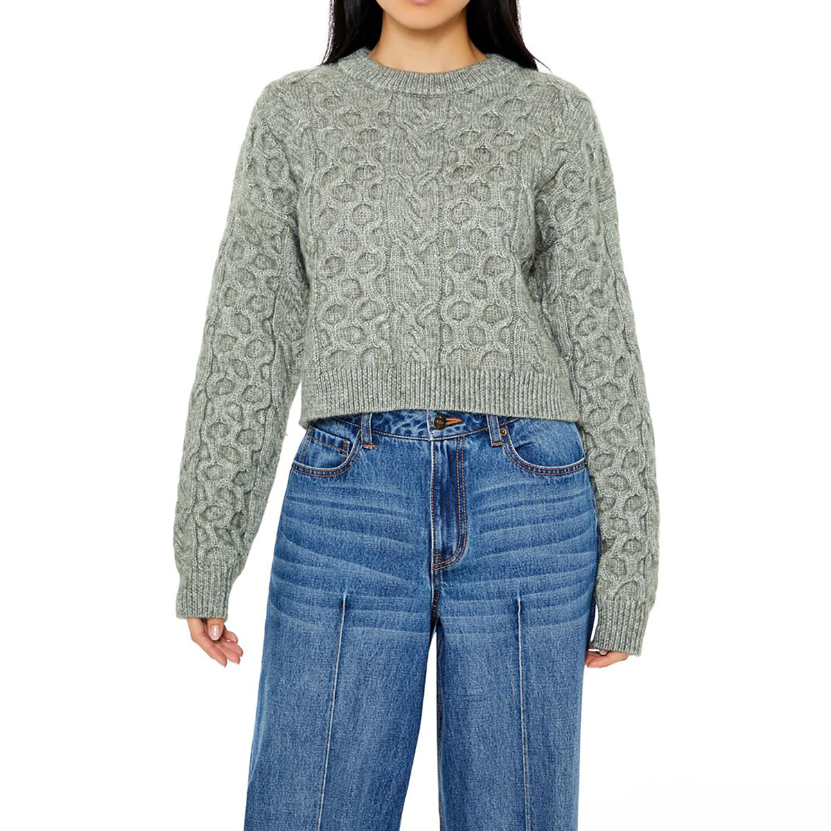 فوريفر 21 - بلوفر محبوك للنساء - يباع بواسطة اف اى جى