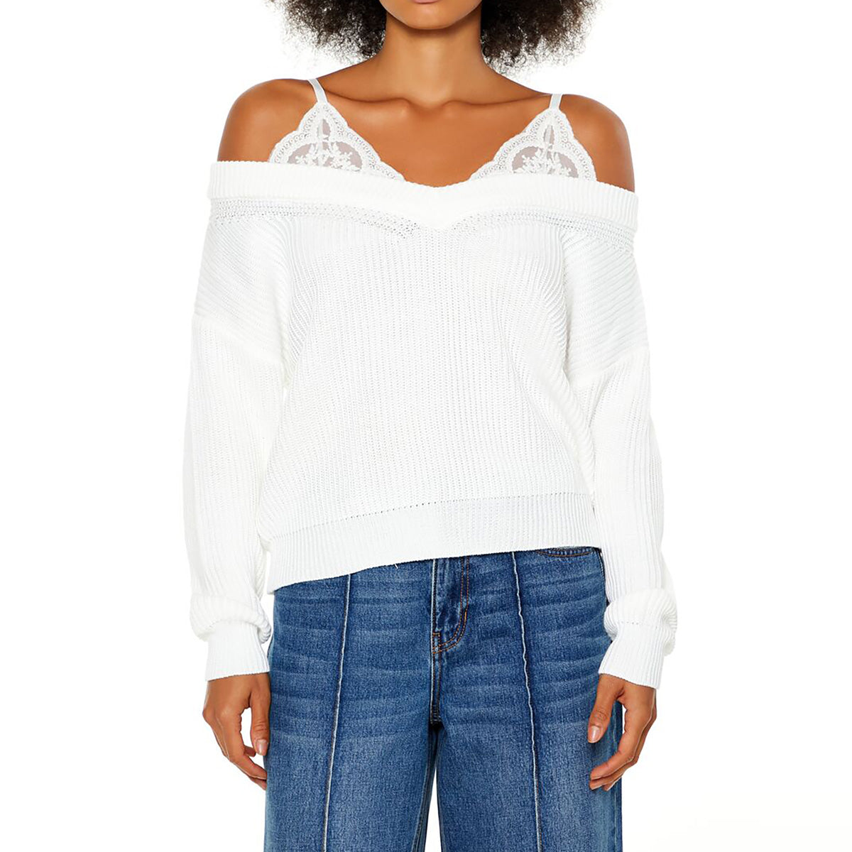 فوريفر 21 - بلوفر مكشوف الكتفين للنساء - يباع بواسطة اف اى جى