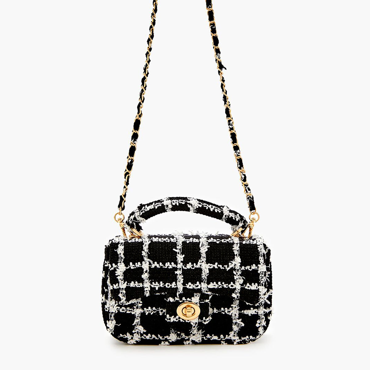 فوريفر 21 - حقيبة كروس بودي من نسيج تويد جريد للنساء - يباع بواسطة اف اى جى