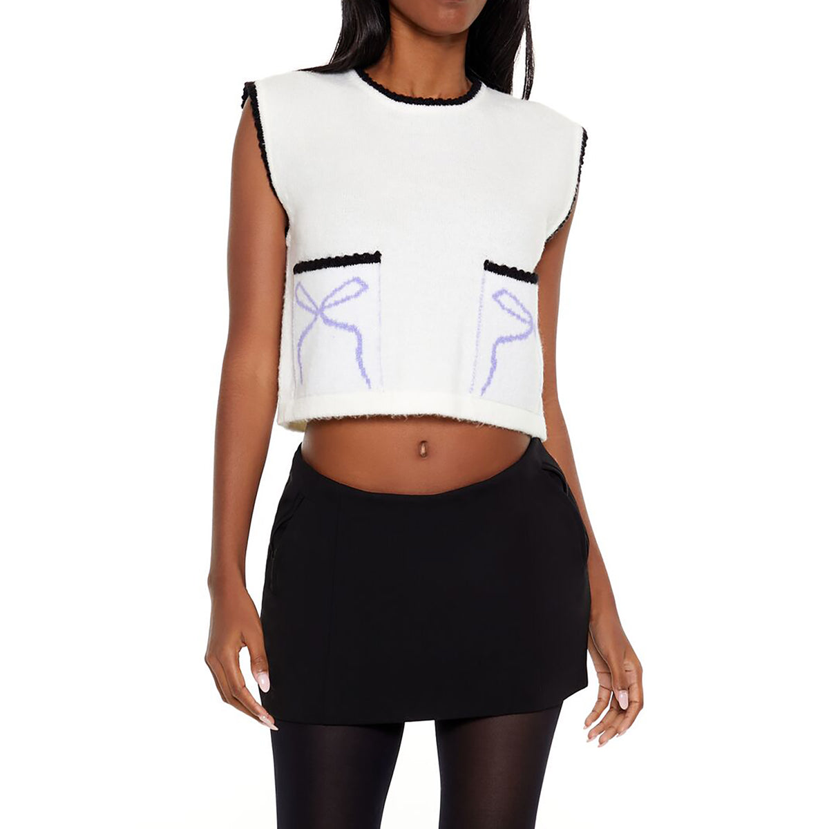 فوريفر 21 - سترة قصيرة مزينة بفيونكة للنساء - يباع بواسطة اف اى جى