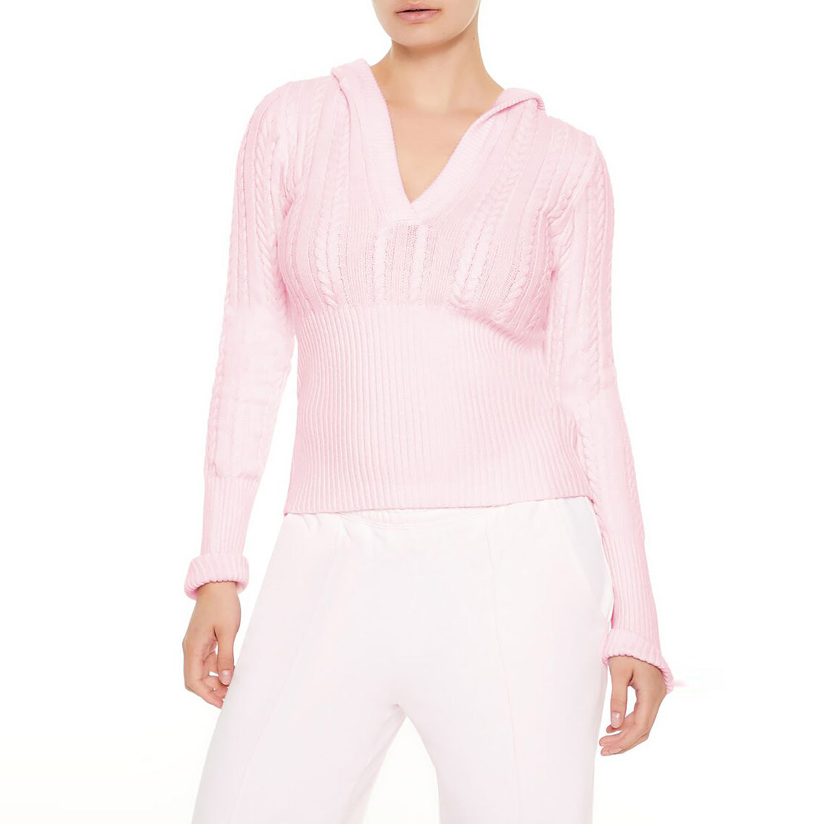 فوريفر 21 - بلوفر محبوك بغطاء رأس للنساء - يباع بواسطة اف اى جى