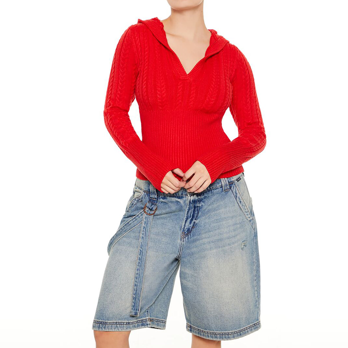 Forever21 - Hooded Cable Knit Sweater for women - sold by FIG