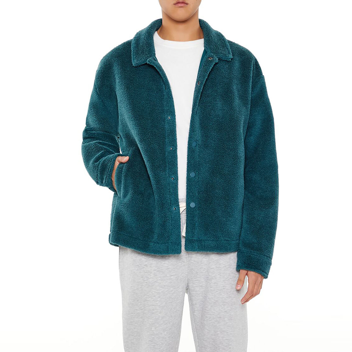 فوريفر 21 - سترة قطيفة بأكمام منسدلة للنساء - يباع بواسطة اف اى جى