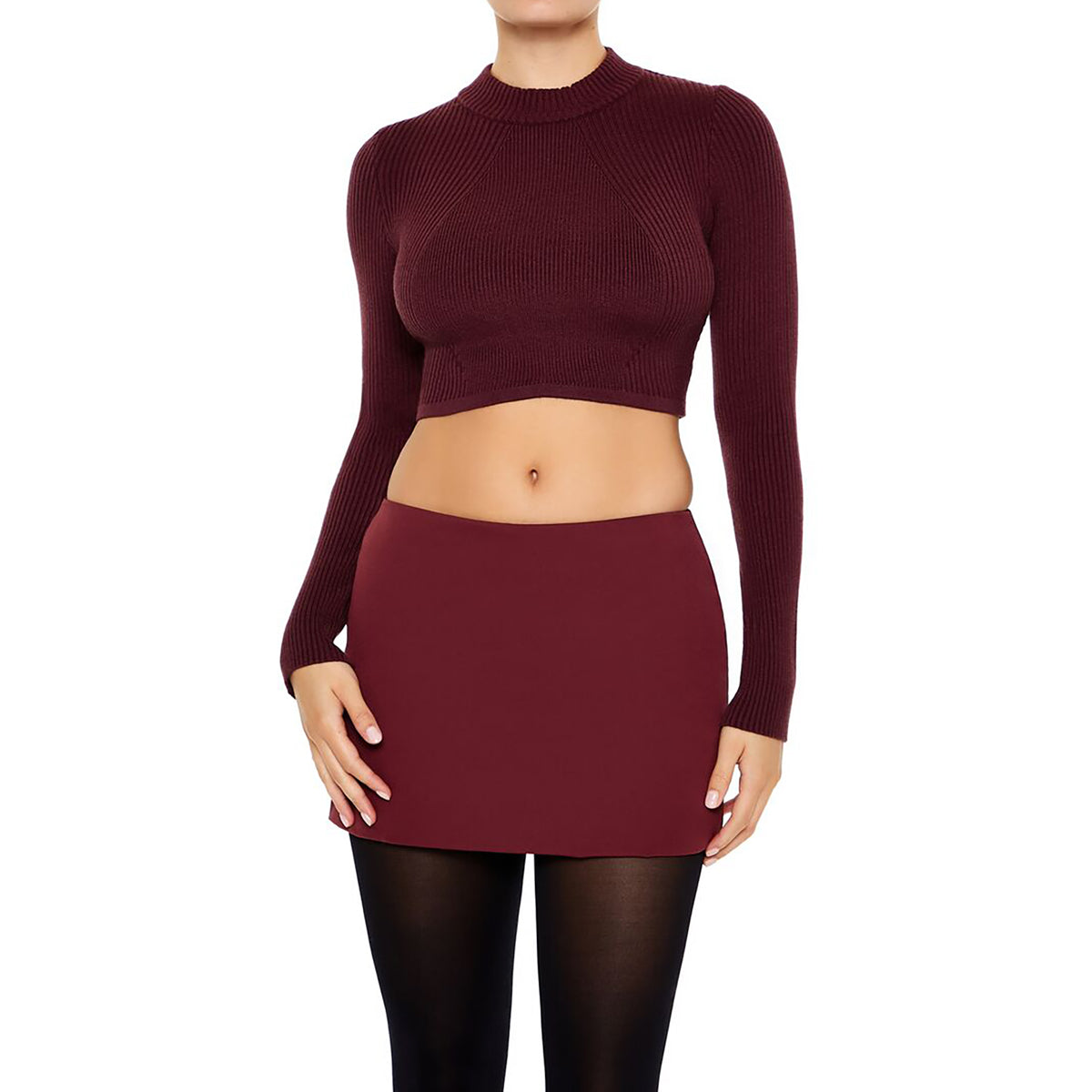 فوريفر 21 - بلوفر قصير برقبة عالية للنساء - يباع بواسطة اف اى جى