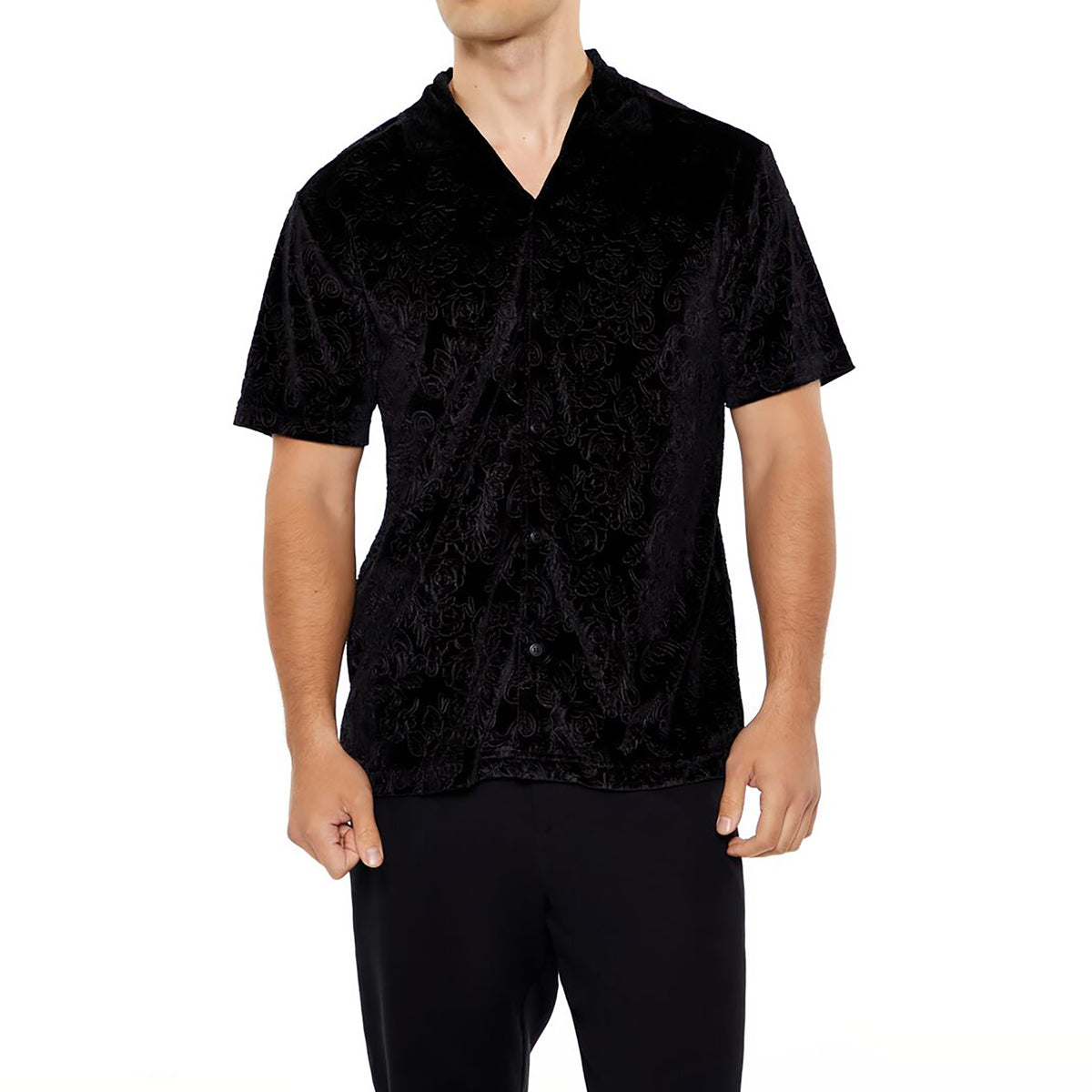 فوريفر 21 - تي شيرت زهري منسوج بأكمام قصيرة للرجال - يباع بواسطة اف اى جى