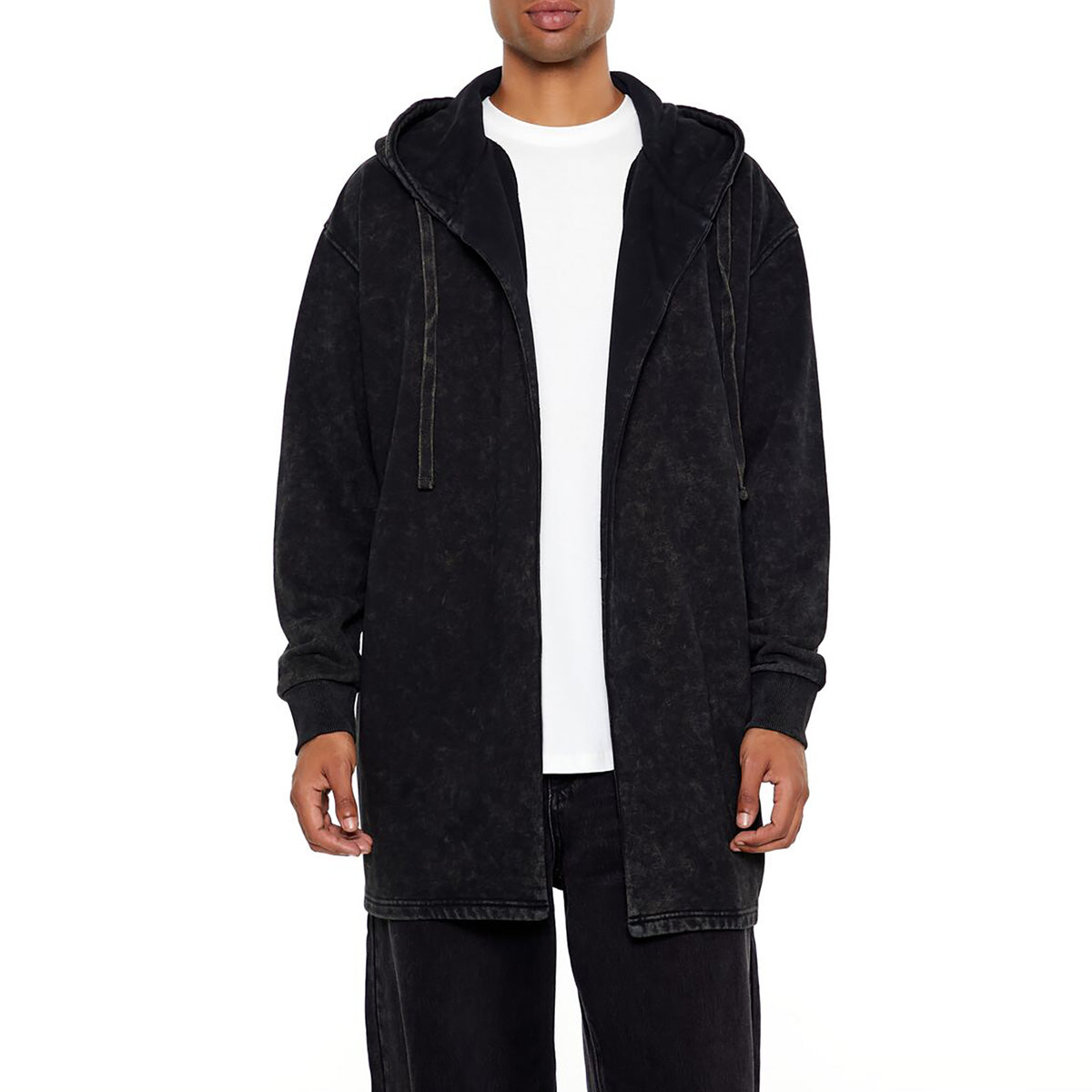 فوريفر 21 - هودي طويل مفتوح من الأمام للرجال - يباع بواسطة اف اى جى