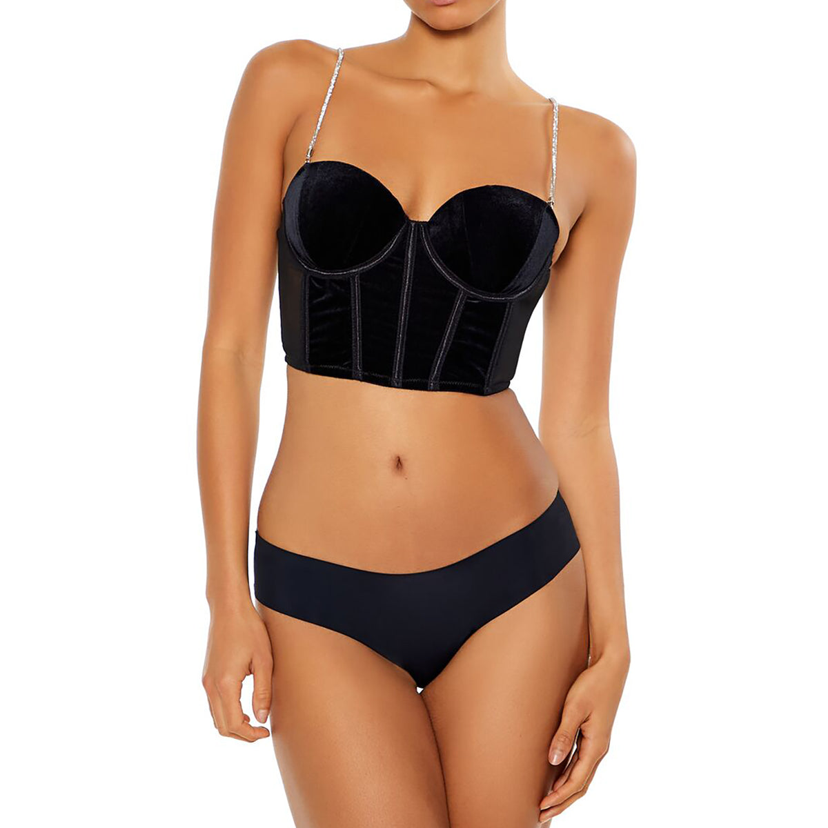 فوريفر 21 - بلوزة كامي قصيرة من المخمل بتصميم لانجري للنساء - يباع بواسطة اف اى جى