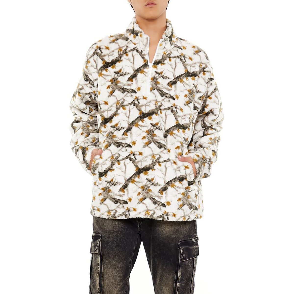 فوريفر 21 - سترة بسحاب مطبوع عليه للرجال - يباع بواسطة اف اى جى