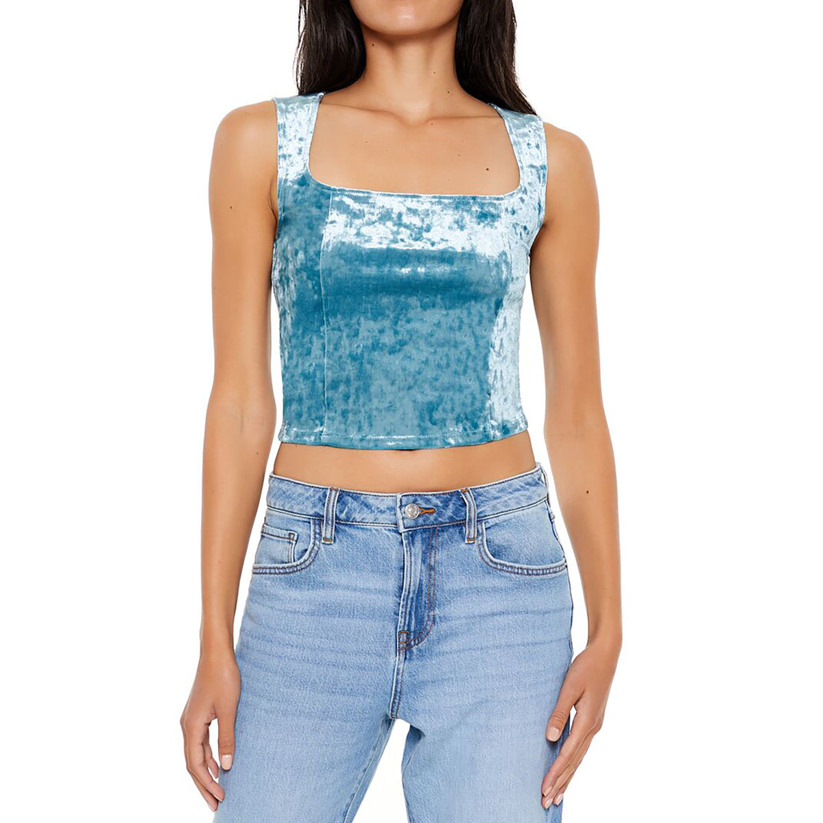 فوريفر 21 - بلوزة قصيرة من المخمل للنساء - يباع بواسطة اف اى جى