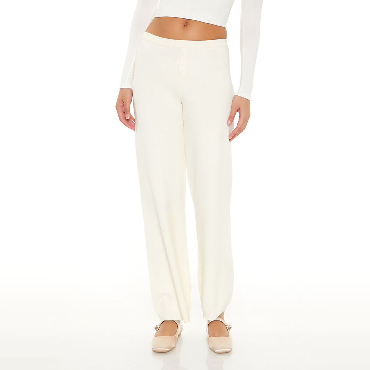 فوريفر 21 - بنطلون مستقيم الساق من الصوف المحبوك للنساء - يباع بواسطة اف اى جى