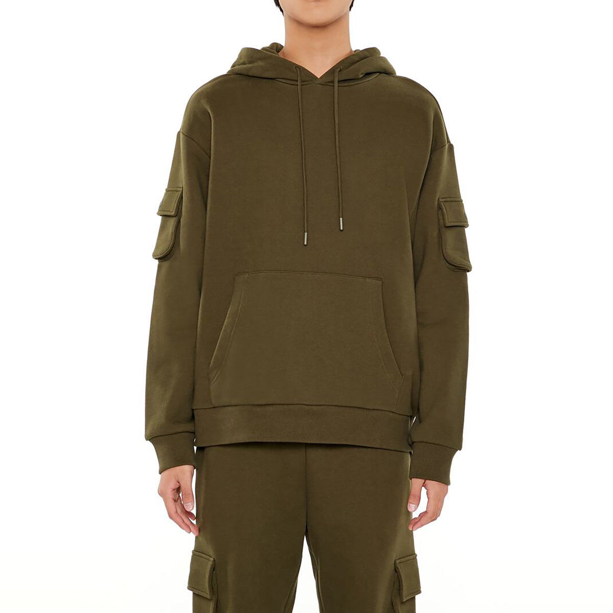 فوريفر 21 - هودي كارجو من قماش تيري الفرنسي للرجال - يباع بواسطة اف اى جى