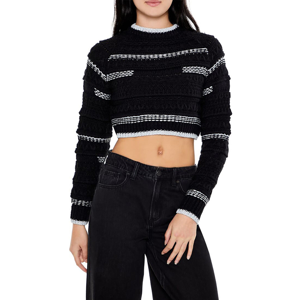 فوريفر 21 - بلوفر منسوج بلونين للنساء - يباع بواسطة اف اى جى