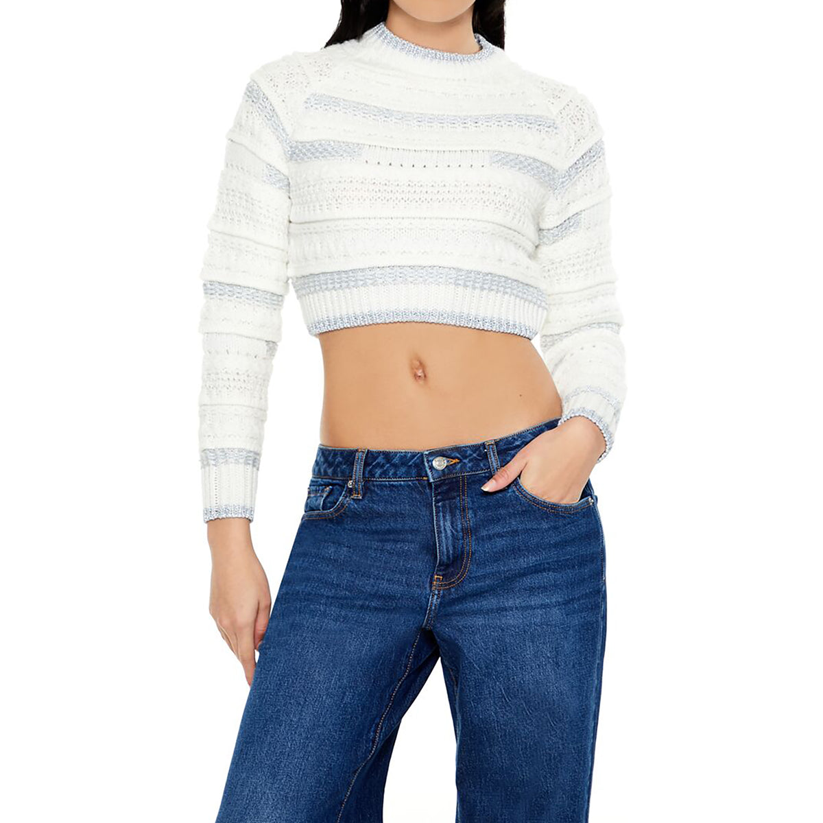 فوريفر 21 - بلوفر منسوج بلونين للنساء - يباع بواسطة اف اى جى